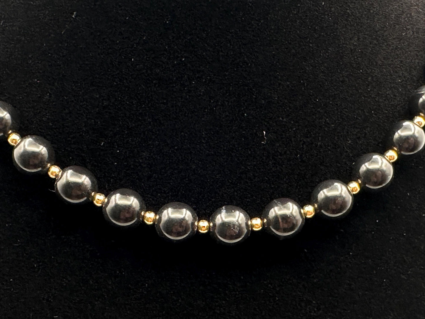 Vintage Monet Black Beaded Necklace with Gold Accents - Designer Statement Jewelry Gift for Women