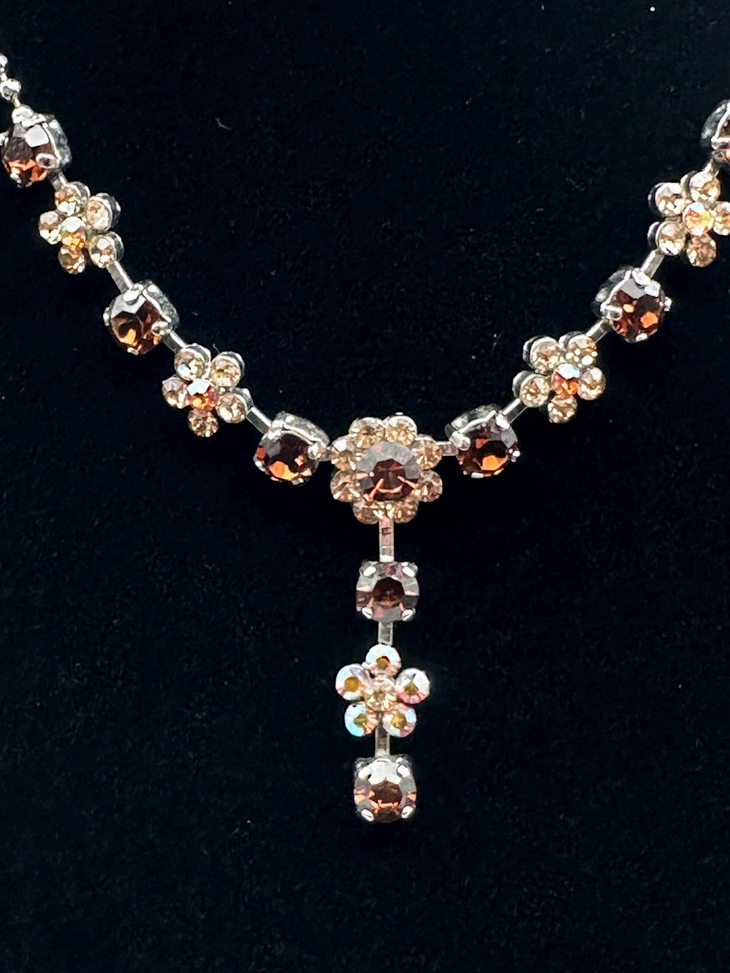 Delicate Brown Aurora Borealis Crystal Necklace - Elegant Sparkling Jewelry Gift for Women