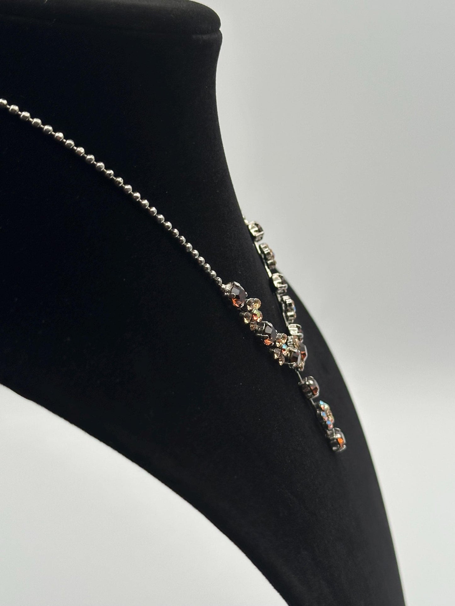 Delicate Brown Aurora Borealis Crystal Necklace - Elegant Sparkling Jewelry Gift for Women