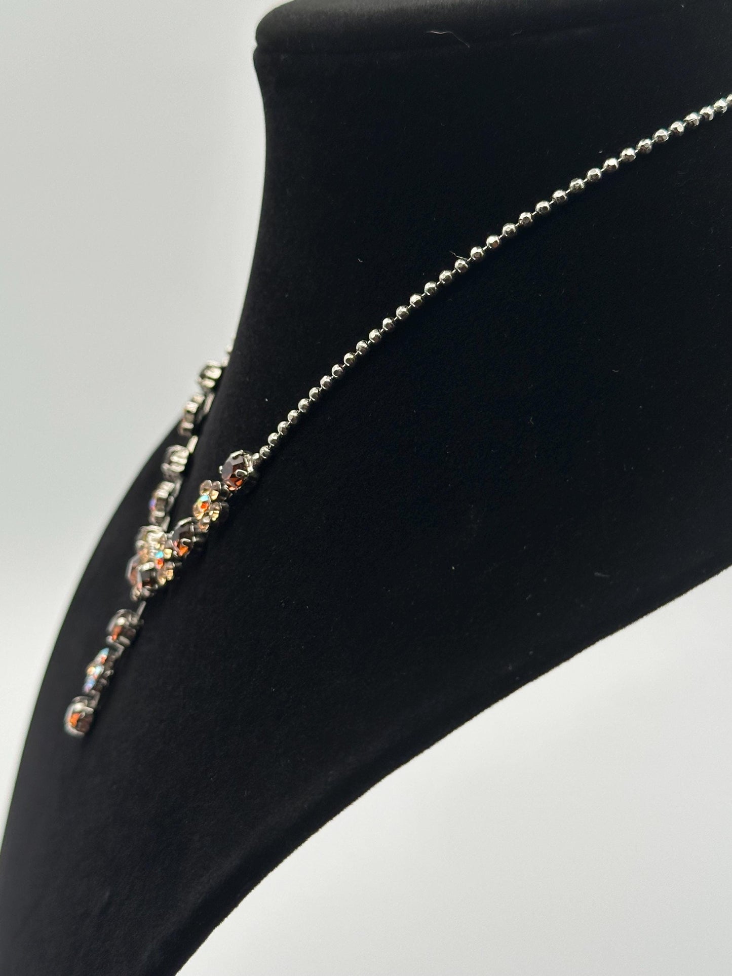 Delicate Brown Aurora Borealis Crystal Necklace - Elegant Sparkling Jewelry Gift for Women