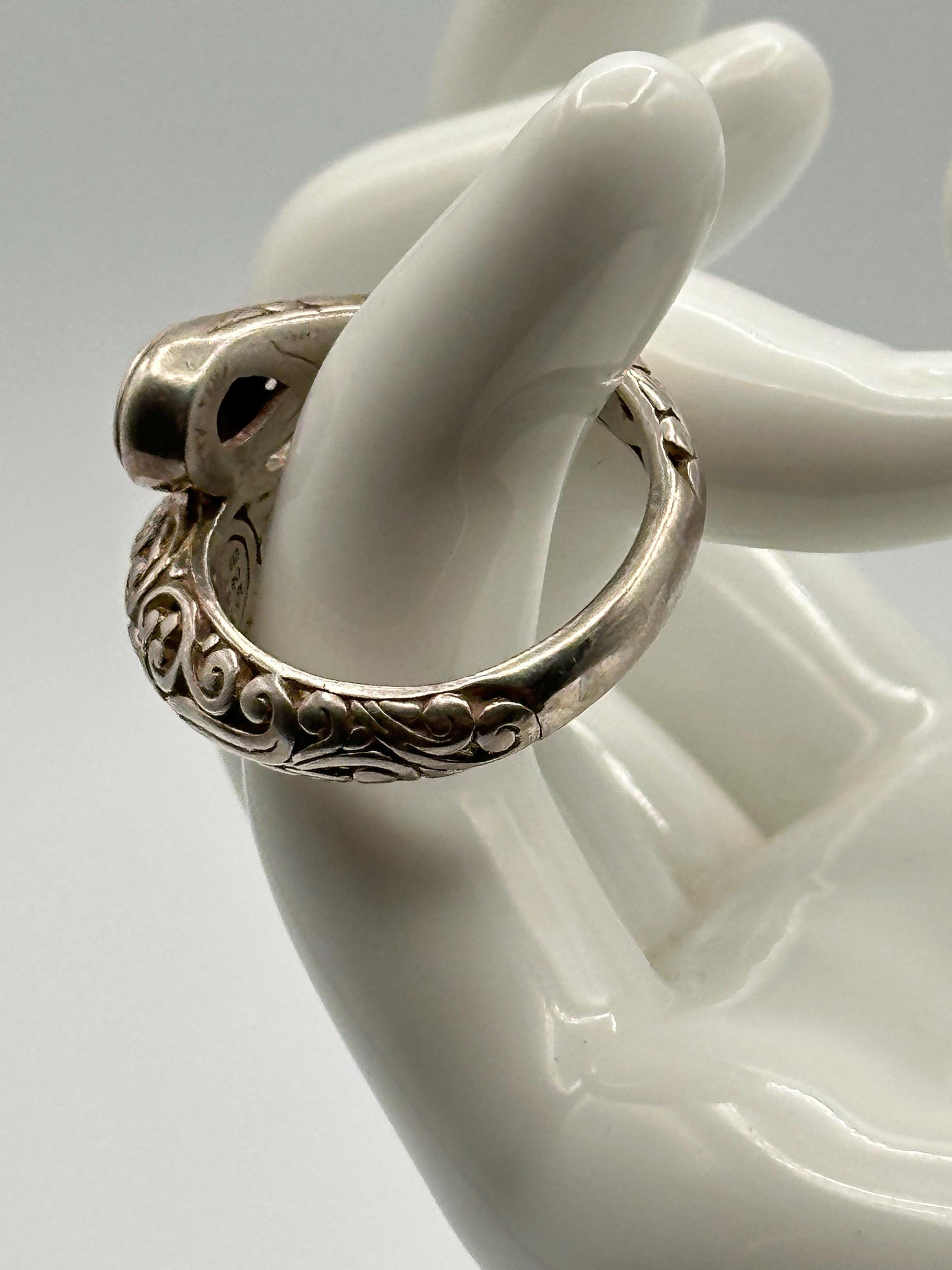 Sterling Silver 18k Gold Bypass Ring Faceted Amethyst Gemstone Artisan Handmade Two Tone Band
