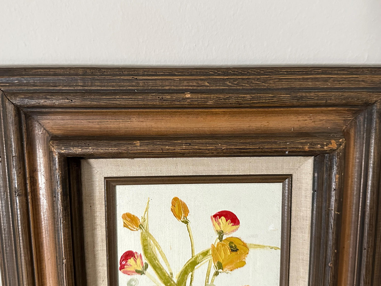 Vibrant Floral Oil Painting in Ornate Carved Frame by Mexican Artist Lanny - Signed Original Artwork