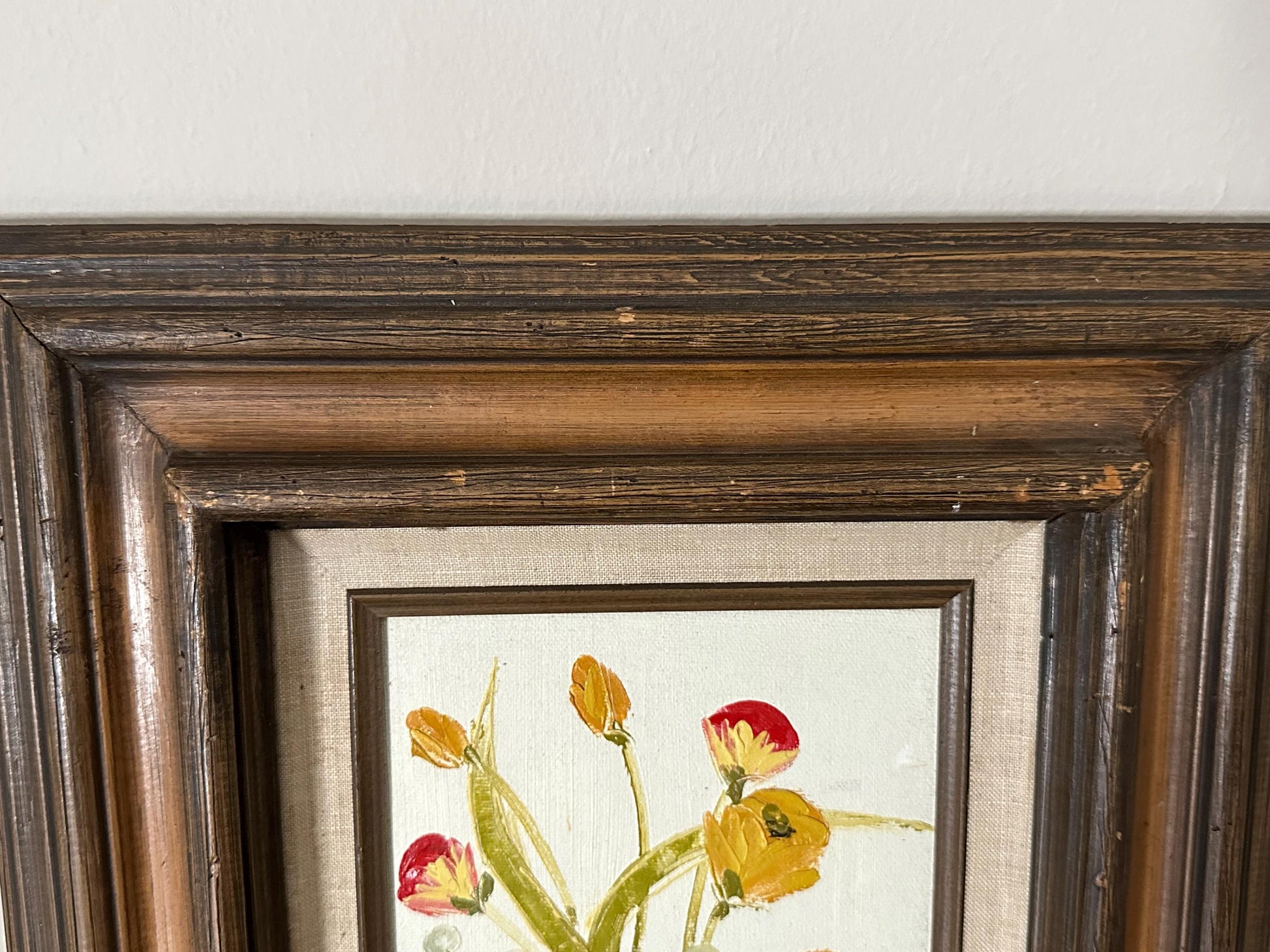 Vibrant Floral Oil Painting in Ornate Carved Frame by Mexican Artist Lanny - Signed Original Artwork