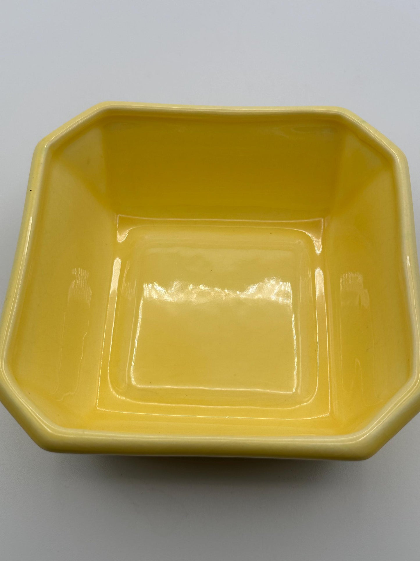 Vintage 1940s Art Deco Ceramic Vanity Jar with Lid Square Shape Mid Century Modern by Ever Art of California