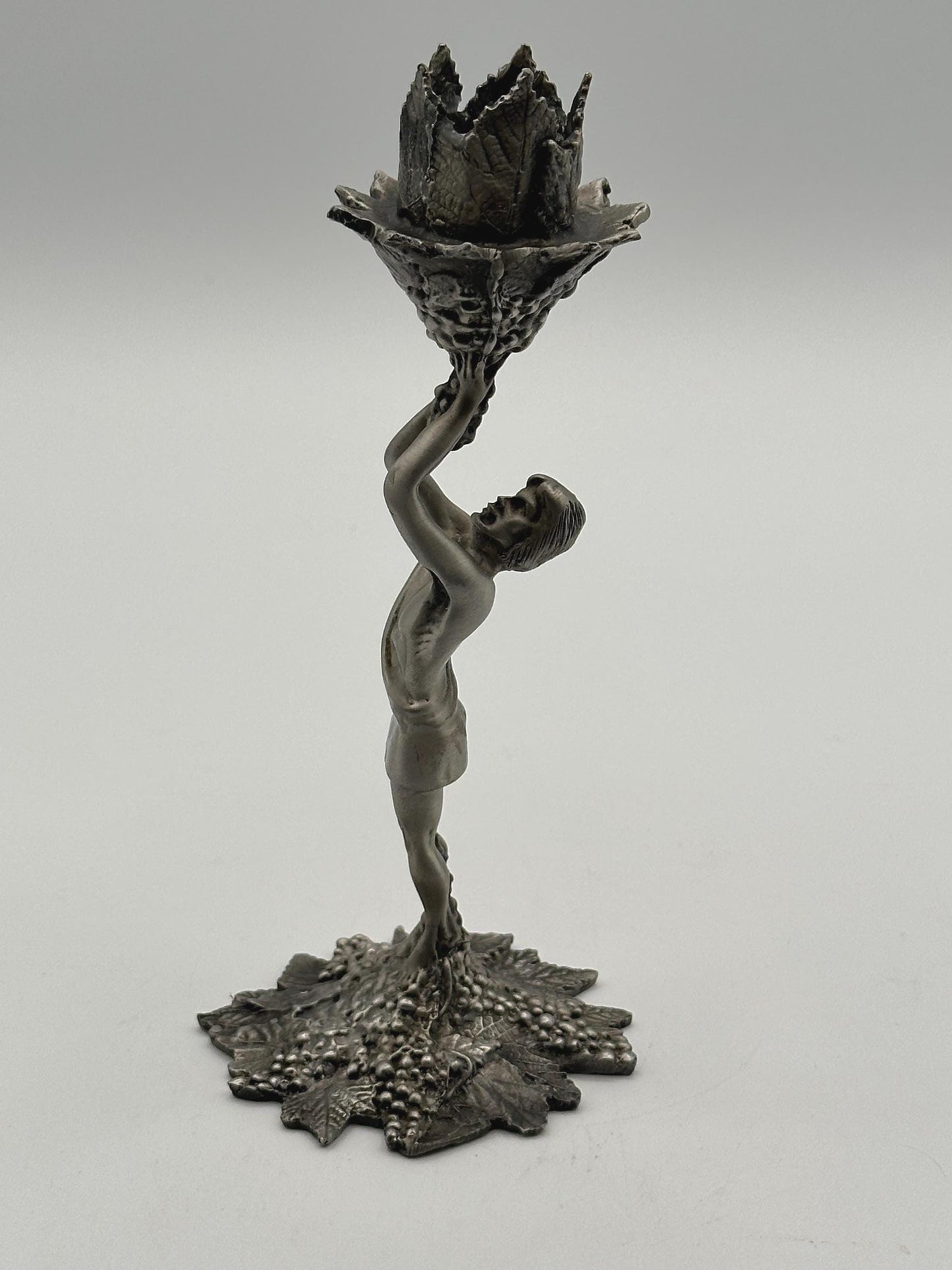 Baker Art Foundry 1985 Adonis Candlestick Holder 100% Pewter Carmel Studios Vintage Collectible