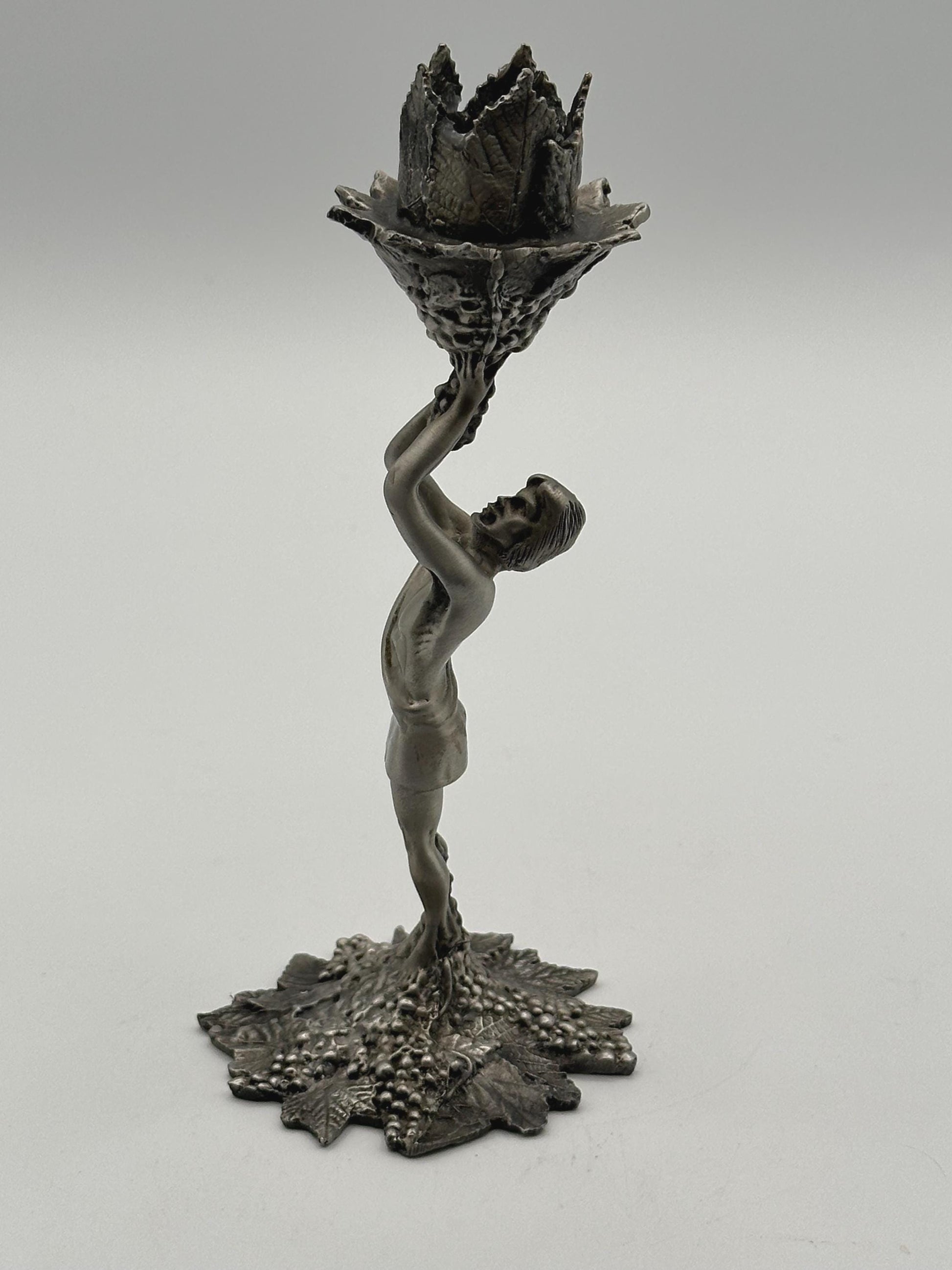Baker Art Foundry 1985 Adonis Candlestick Holder 100% Pewter Carmel Studios Vintage Collectible