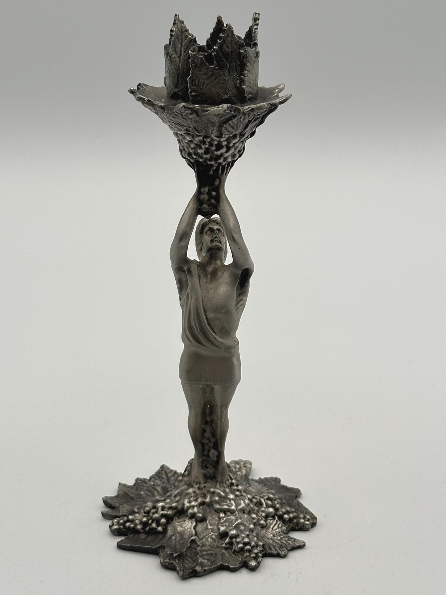 Baker Art Foundry 1985 Adonis Candlestick Holder 100% Pewter Carmel Studios Vintage Collectible