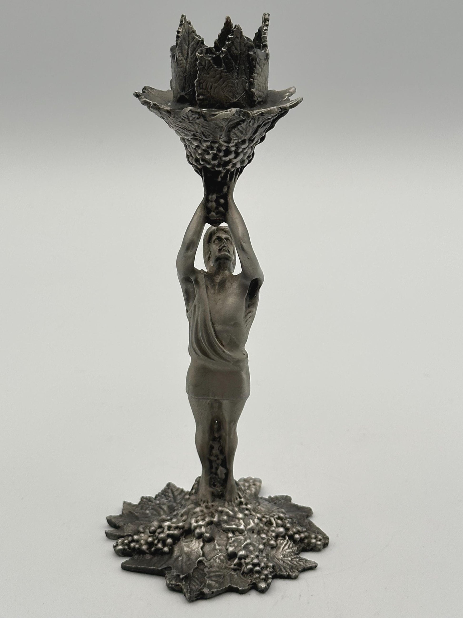 Baker Art Foundry 1985 Adonis Candlestick Holder 100% Pewter Carmel Studios Vintage Collectible