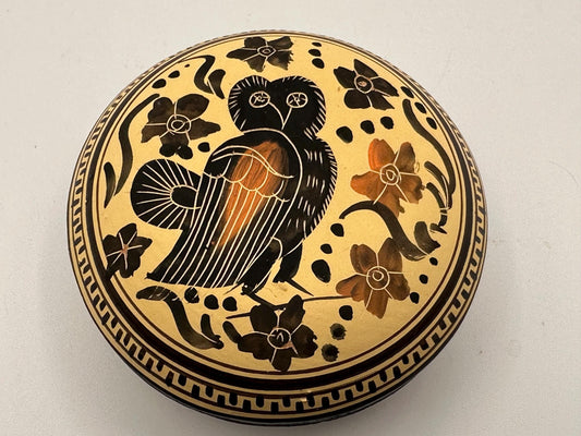 Handmade Corinthian Period Pottery Owl Lidded Trinket Dish Copy - Ancient Greek Style Ceramic Jewelry Box