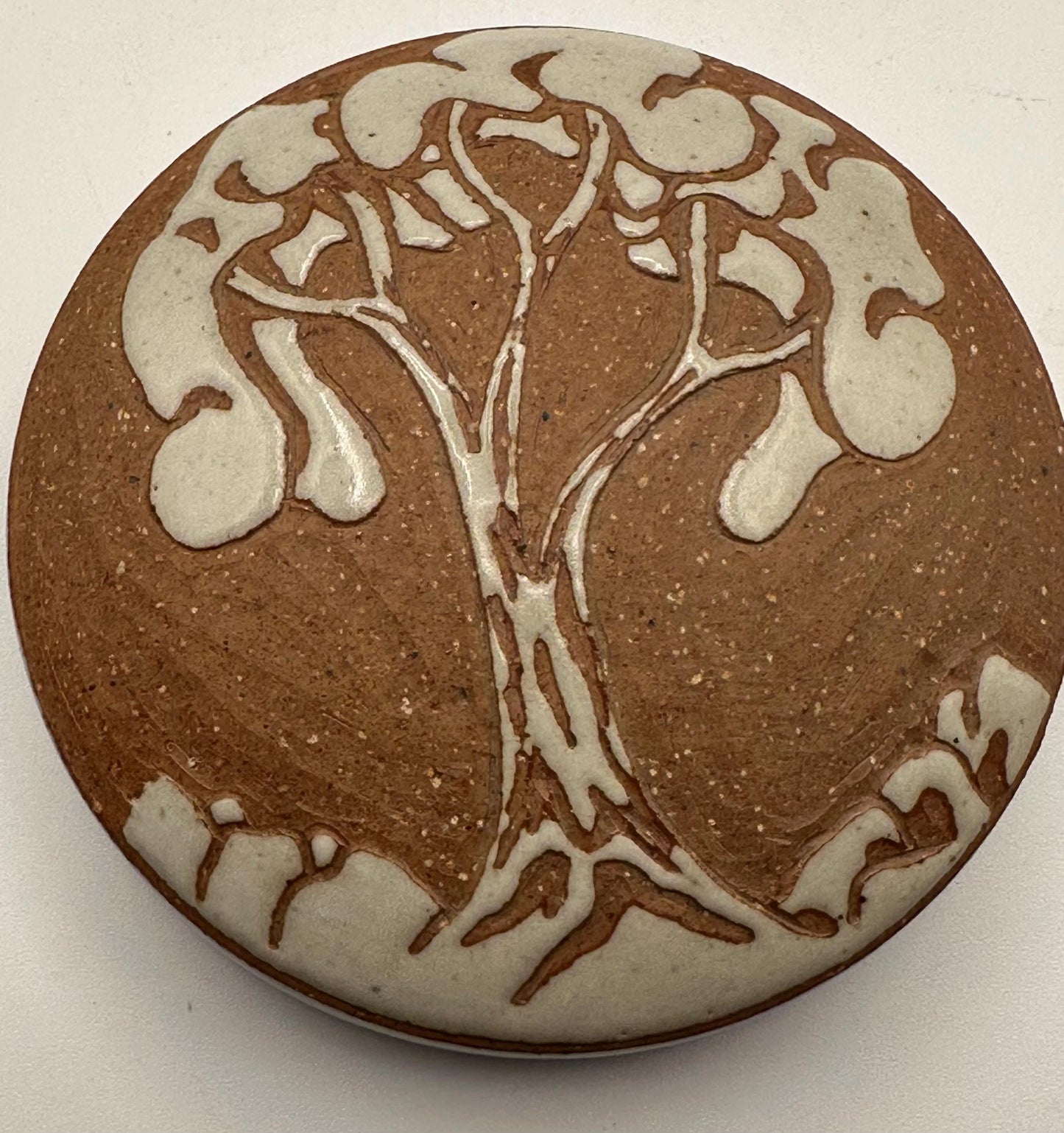 Handcrafted Ceramic Lidded Trinket Box Tree of Life Design - Jewelry Storage Container Gift