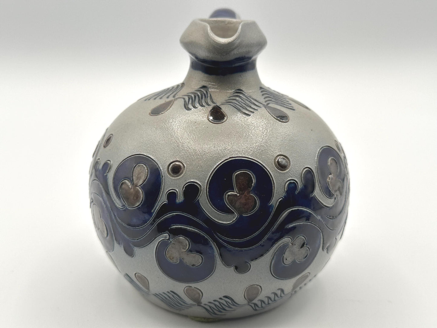 Antique M. Schilz German Westerwald Stoneware Jug - Handcrafted Salt Glazed Pottery with Cobalt Blue Decor