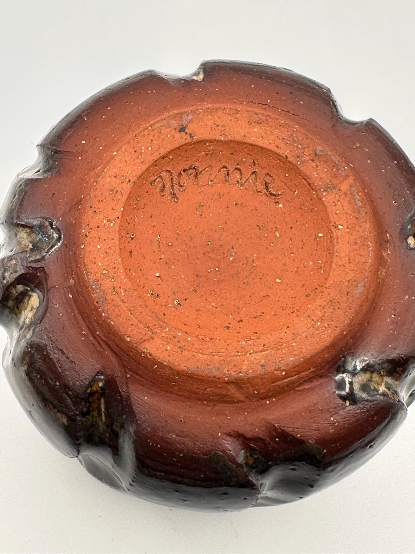 Rustic Handmade Pottery Tea Cups - Brown Black Glazed Ceramic Bowls Studio Art Vessel Set of 3