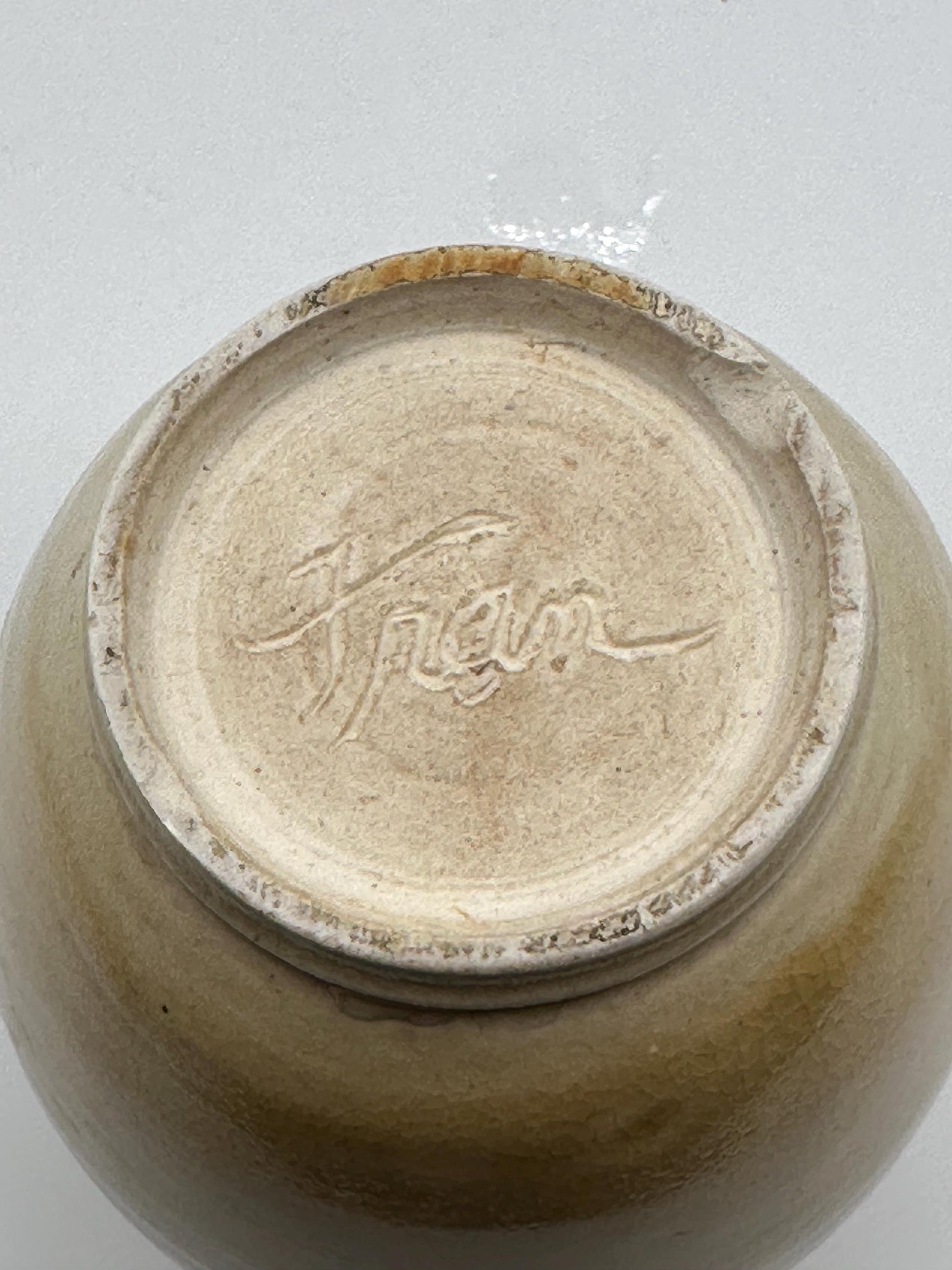 Vintage Yellow Stoneware Bud Vase Embossed Floral Motif Tan Crackle Glaze Artist Signed Pottery