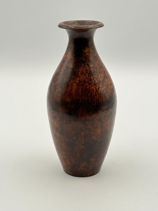 Vintage Solid Brass Vase Made in India - Brown Patina Metal Decor Antique Bohemian Home Accent