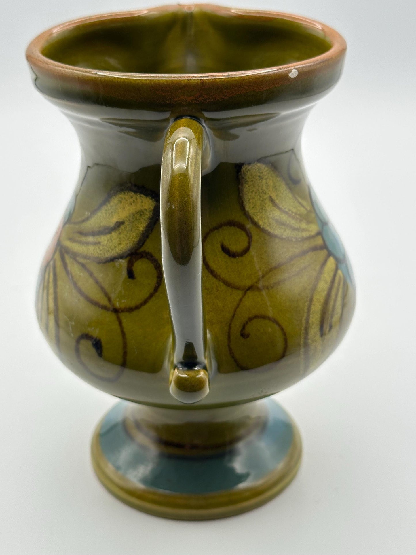 Vintage Italian Hand-Painted Pottery Pitcher Mid-Century Floral Ceramic Jug Water Vessel Collectible Decor