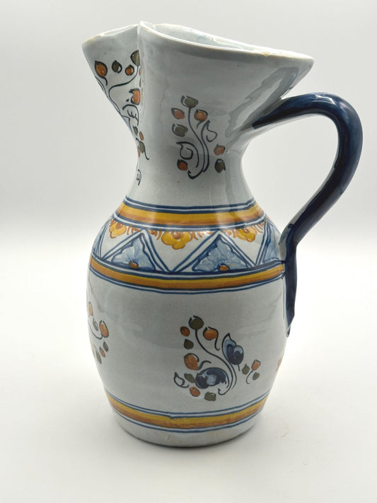 Vintage Mexican Talavera Pottery Pitcher Hand-Painted Ceramic Water Folk Art Collectible
