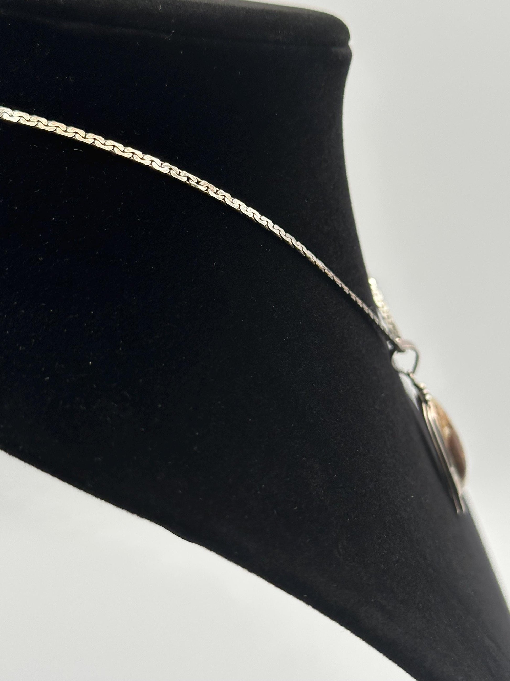 Vintage Sterling Silver Jasper Stone Pendant Necklace Natural Gemstone Boho Jewelry Gift