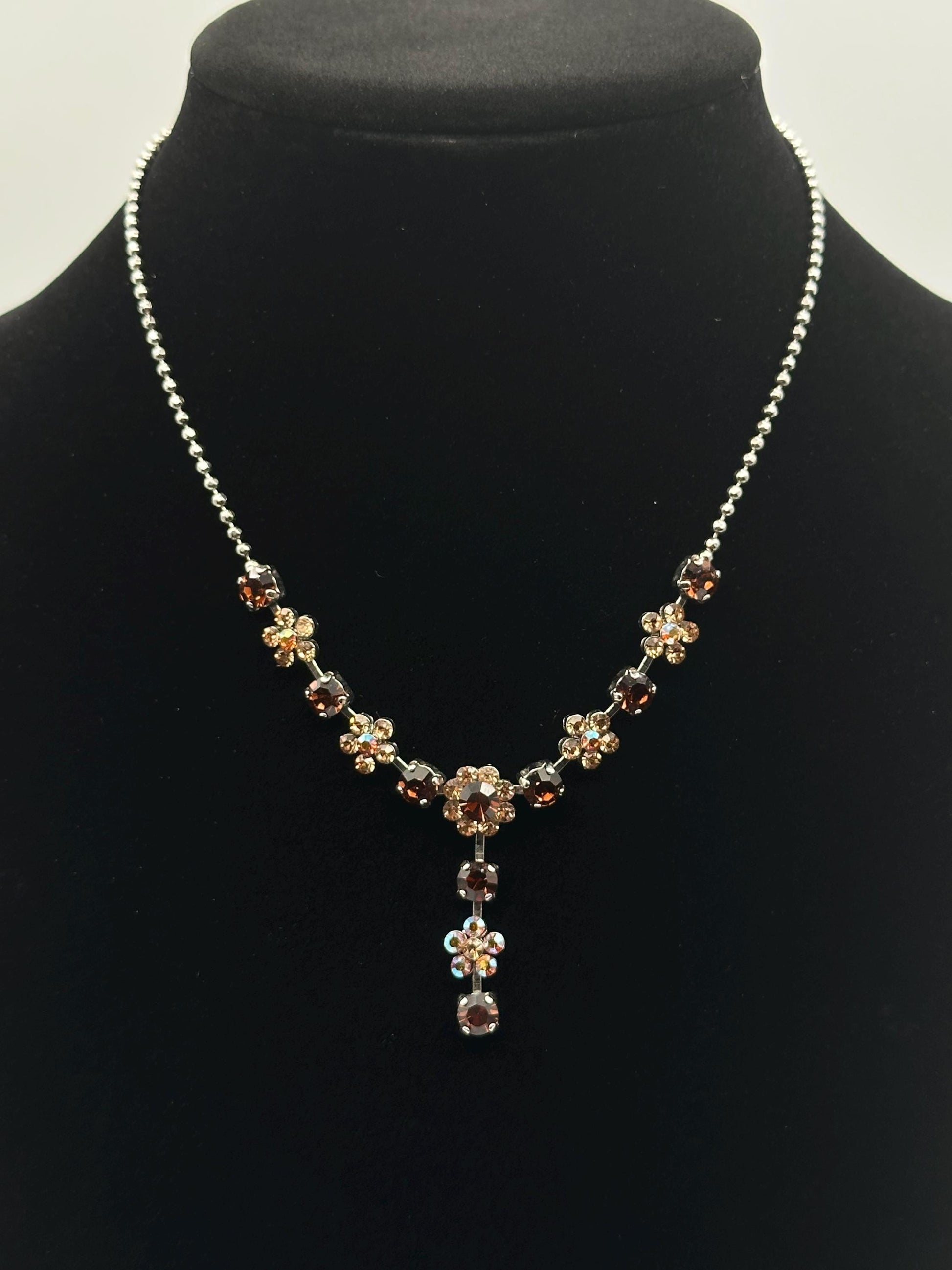 Delicate Brown Aurora Borealis Crystal Necklace - Elegant Sparkling Jewelry Gift for Women