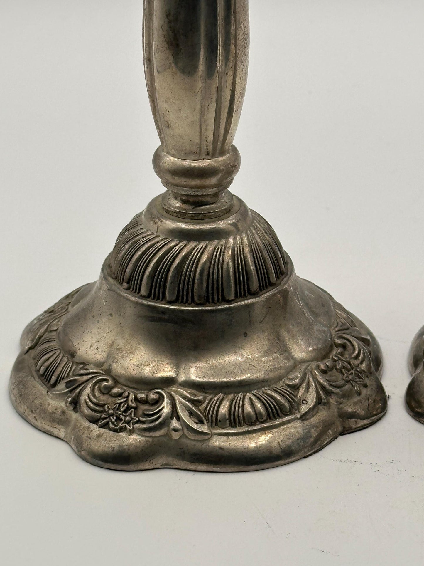 Vintage Godinger Silver Plated Candlestick Holders – Ornate Floral Baroque Style Pair, Heavy Weighted Candle Holders, Elegant Table Decor