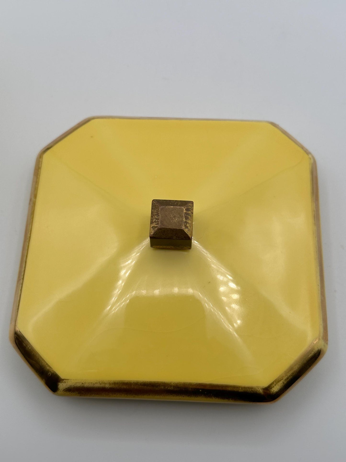 Vintage 1940s Art Deco Ceramic Vanity Jar with Lid Square Shape Mid Century Modern by Ever Art of California