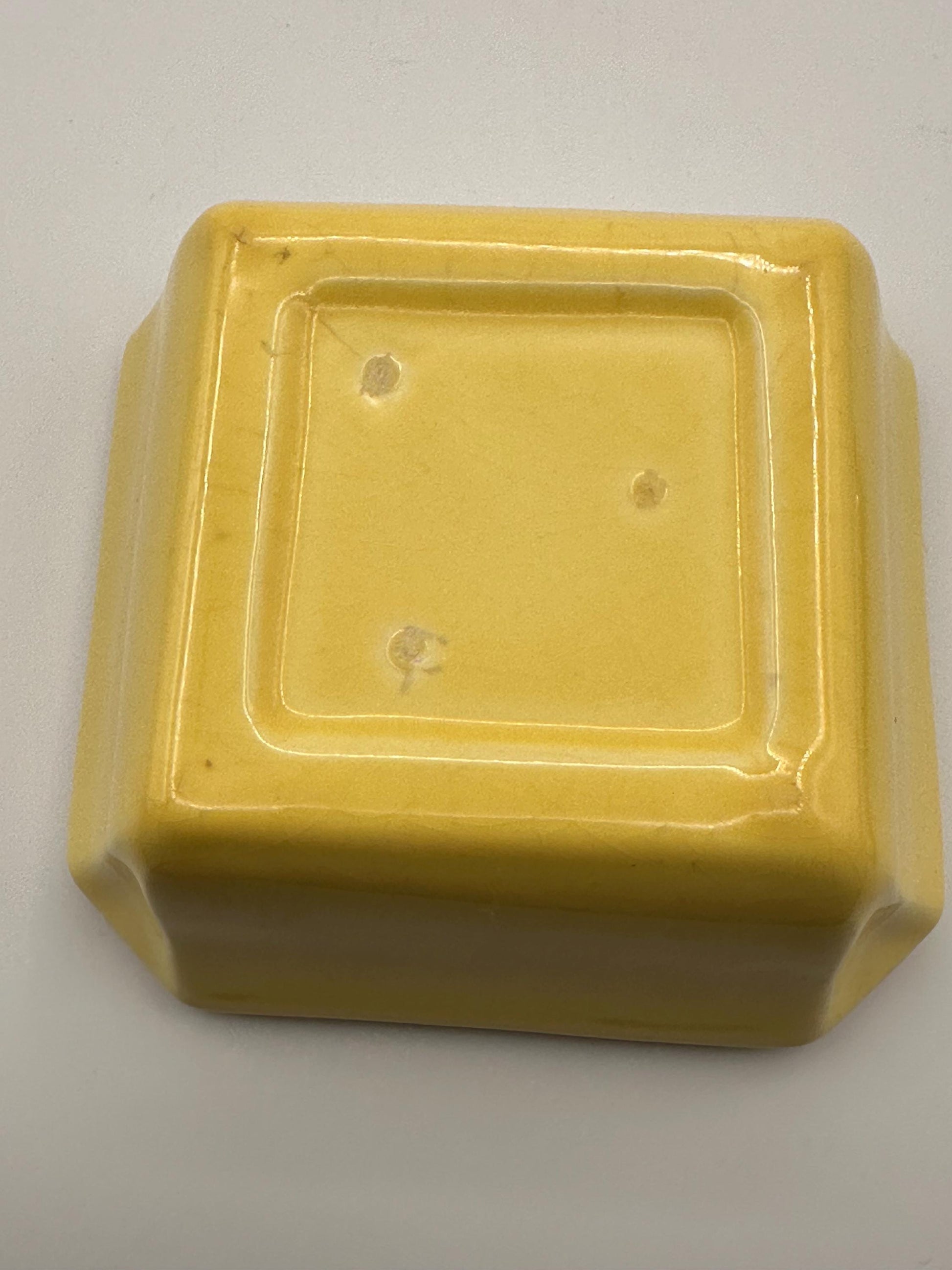 Vintage 1940s Art Deco Ceramic Vanity Jar with Lid Square Shape Mid Century Modern by Ever Art of California