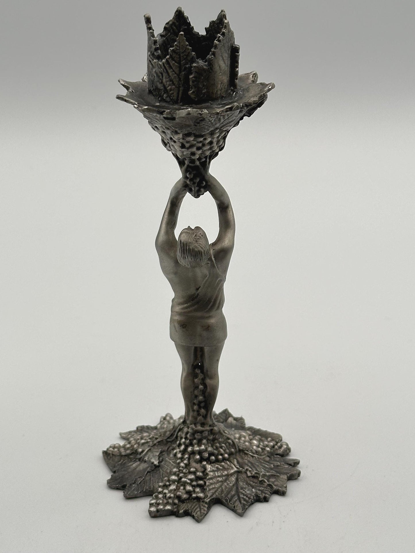 Baker Art Foundry 1985 Adonis Candlestick Holder 100% Pewter Carmel Studios Vintage Collectible