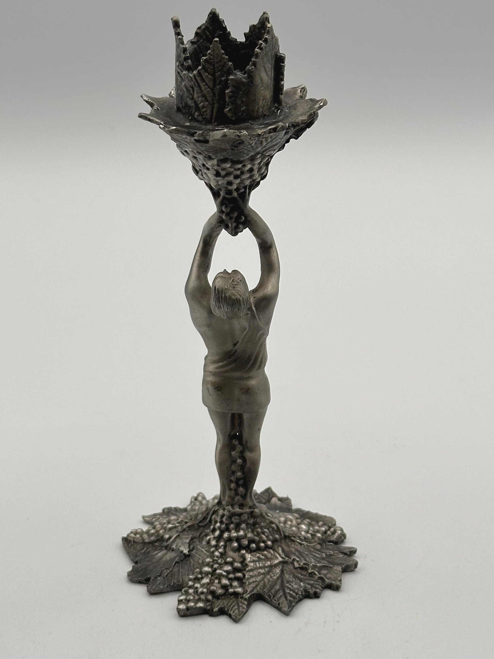 Baker Art Foundry 1985 Adonis Candlestick Holder 100% Pewter Carmel Studios Vintage Collectible
