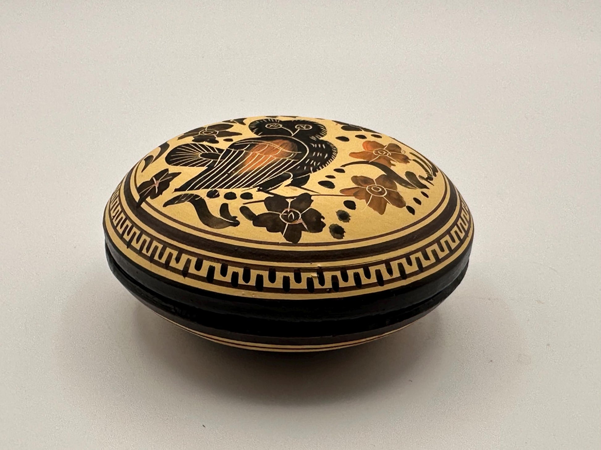 Handmade Corinthian Period Pottery Owl Lidded Trinket Dish Copy - Ancient Greek Style Ceramic Jewelry Box