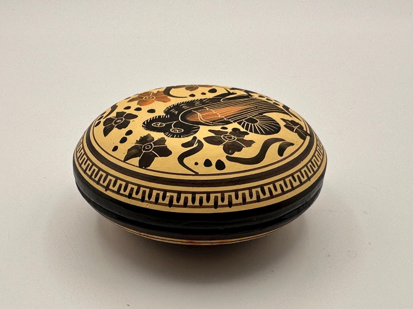 Handmade Corinthian Period Pottery Owl Lidded Trinket Dish Copy - Ancient Greek Style Ceramic Jewelry Box