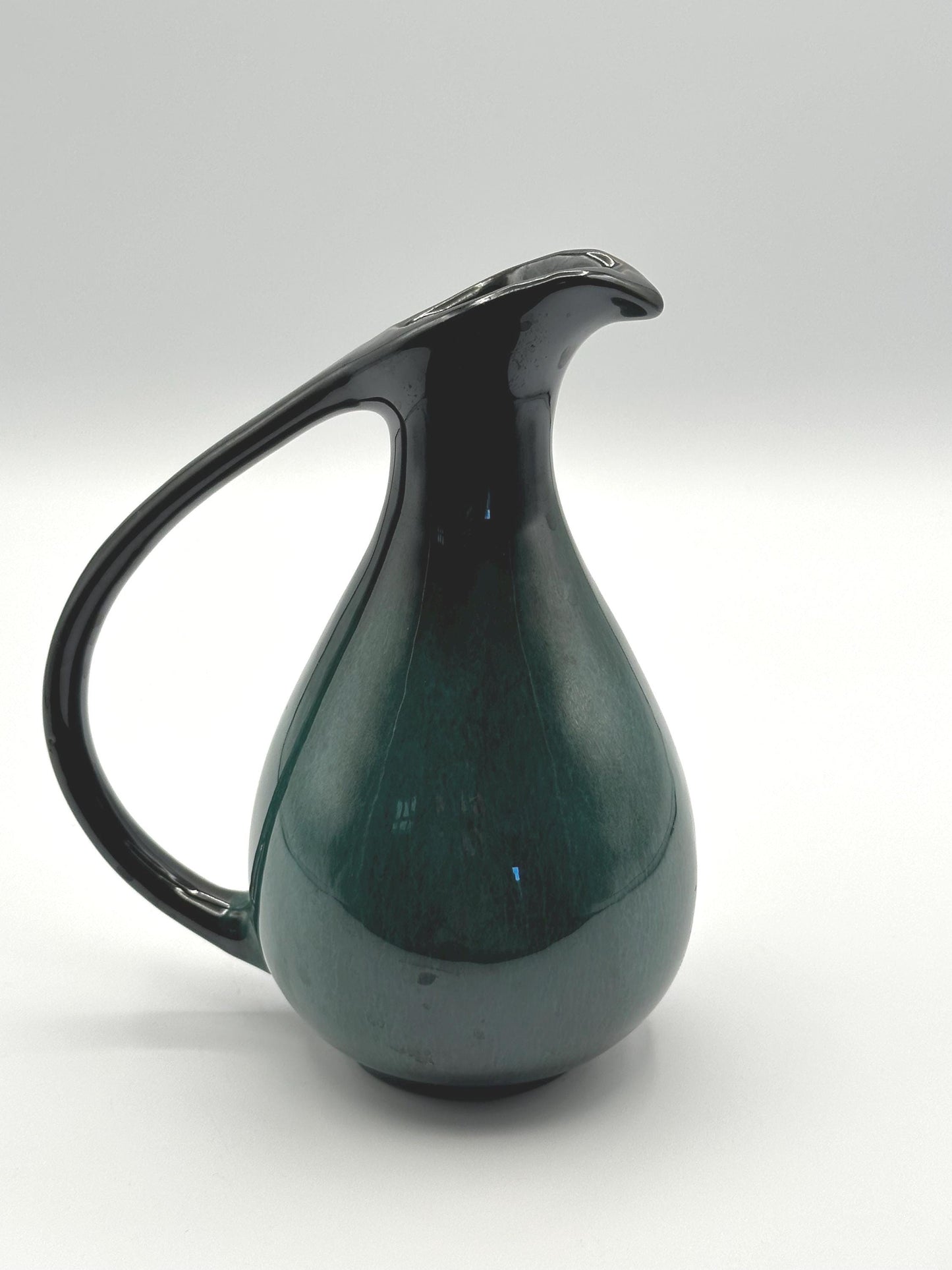 Vintage Blue Mountain Pottery Pitcher Ewer - Canadian Drip Glaze Teal Black Decorative Jug BMP Collectible Art