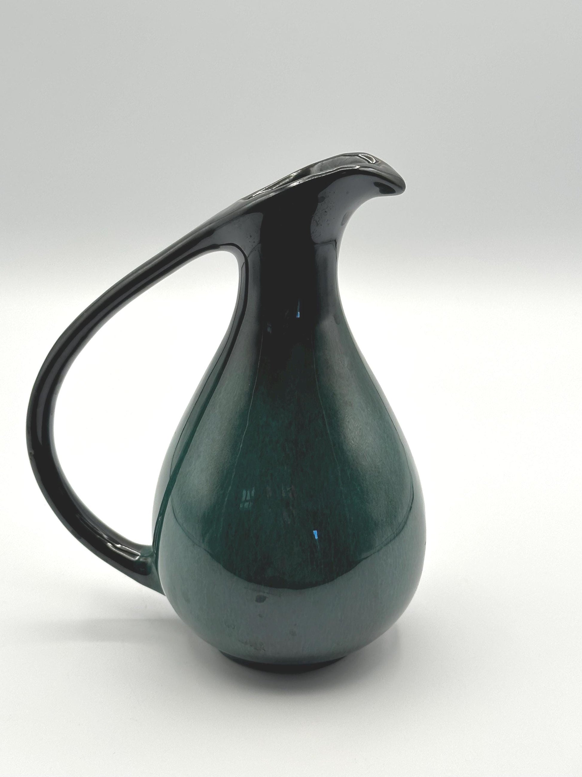 Vintage Blue Mountain Pottery Pitcher Ewer - Canadian Drip Glaze Teal Black Decorative Jug BMP Collectible Art