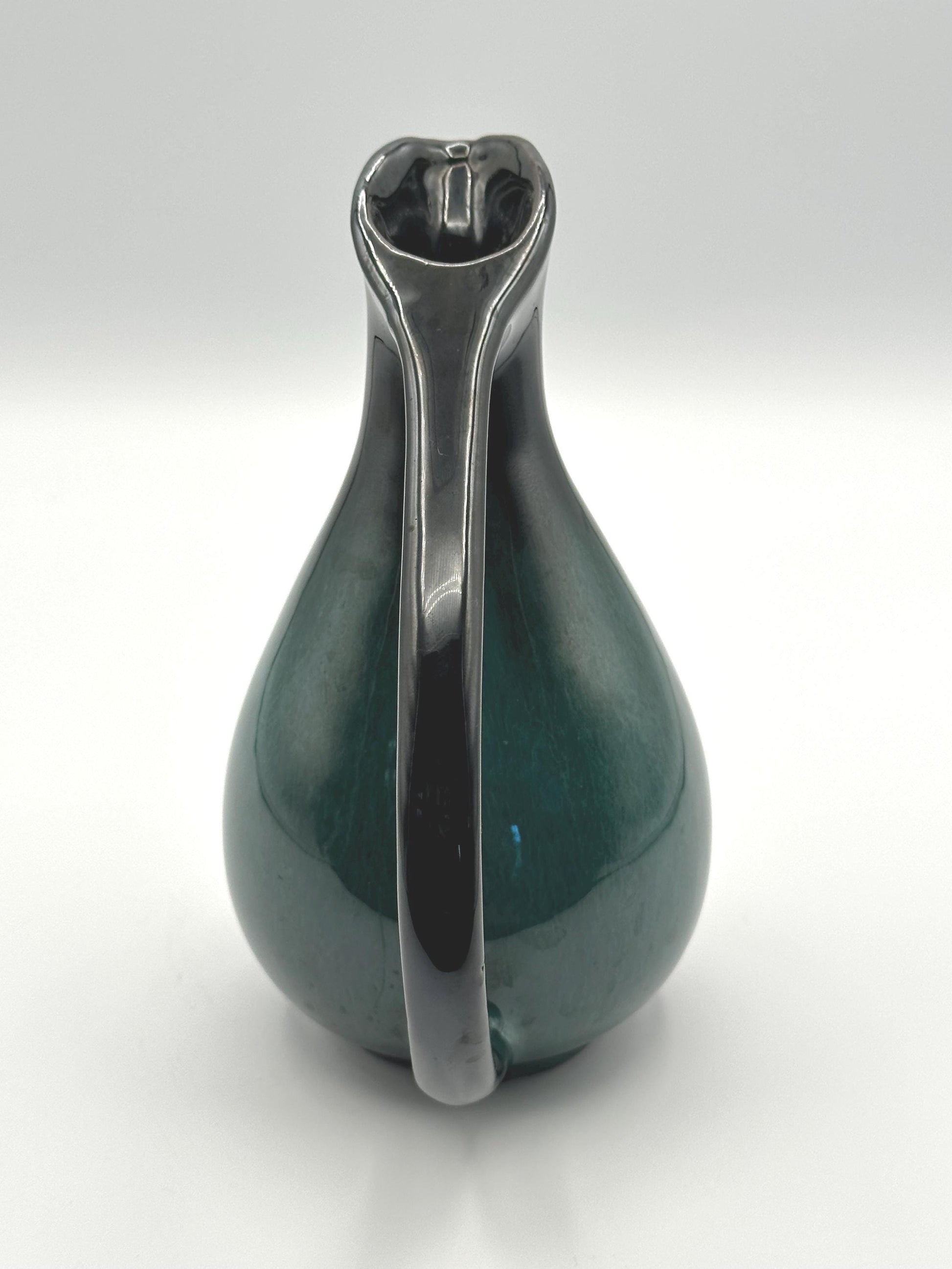 Vintage Blue Mountain Pottery Pitcher Ewer - Canadian Drip Glaze Teal Black Decorative Jug BMP Collectible Art
