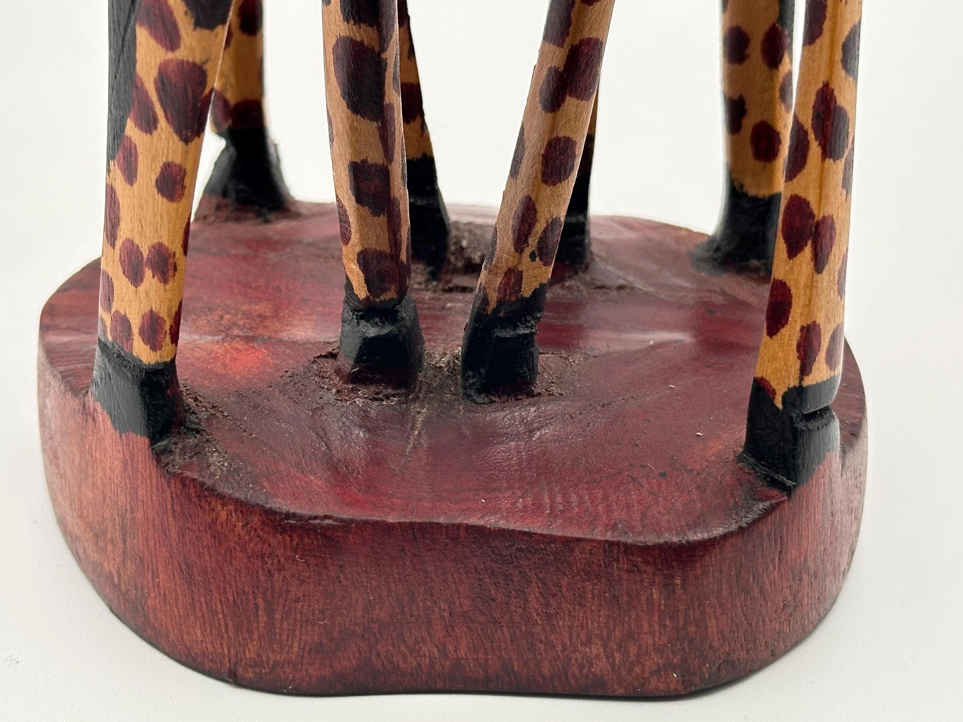 African Giraffe Harmony Hand Carved Painted Wood Sculpture Art Figurine Safari Decor Collectible Gift