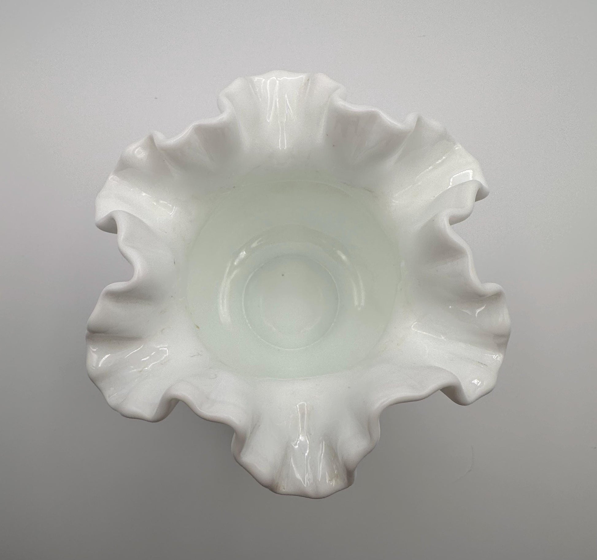 Vintage Fenton Hobnail Milk Glass Vase Double Crimped Edge Round White Collectible Centerpiece