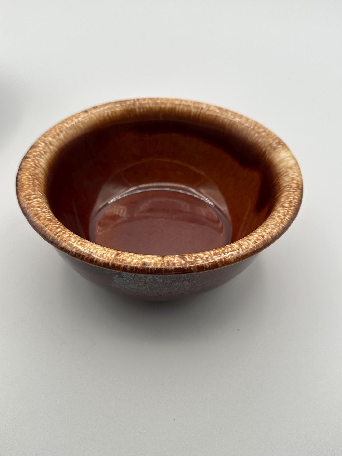 Hull Pottery Brown Drip Glaze Nesting Bowls Set of 2 Vintage Stoneware Kitchen Mixing
