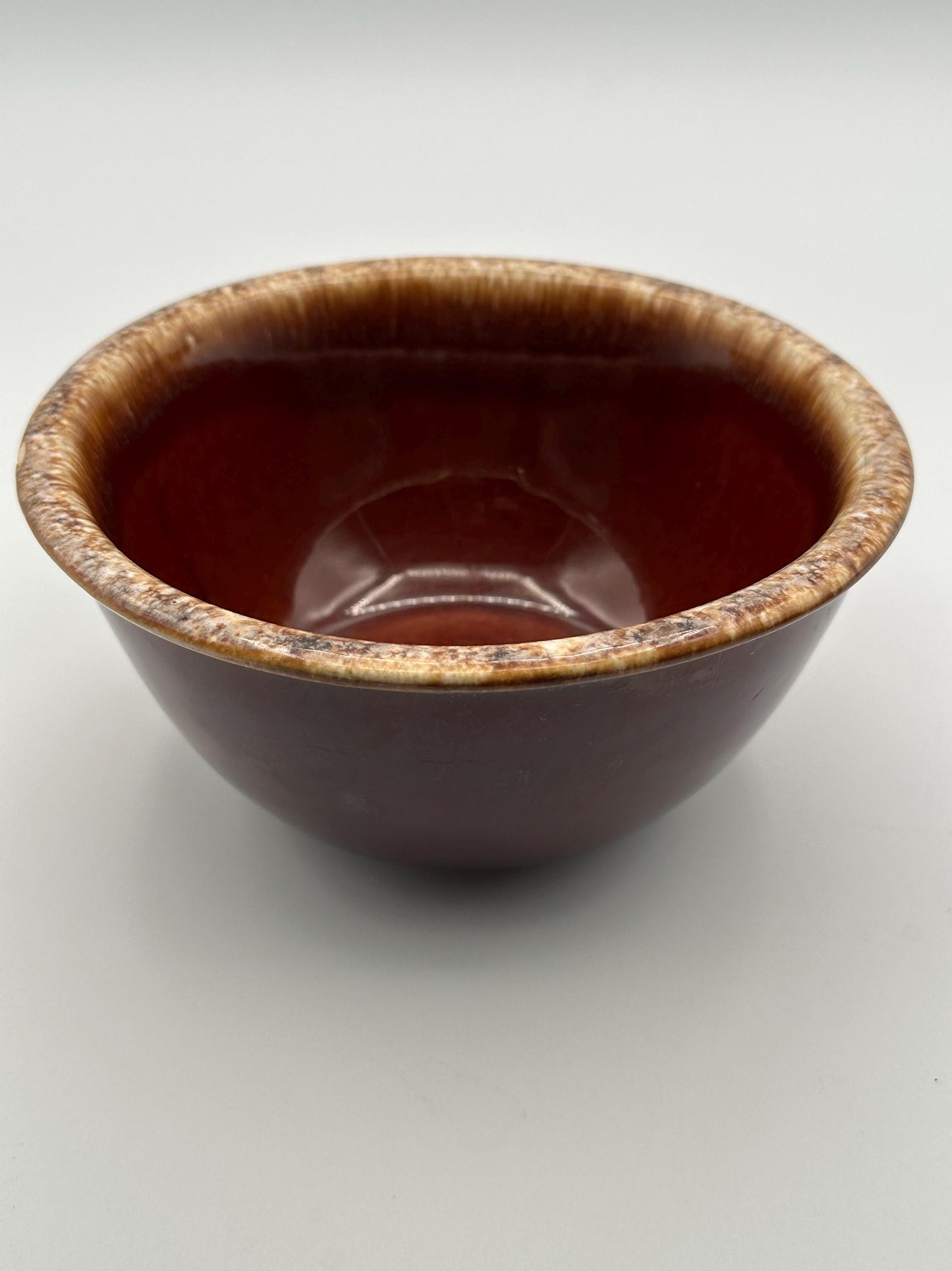Hull Pottery Brown Drip Glaze Nesting Bowls Set of 2 Vintage Stoneware Kitchen Mixing