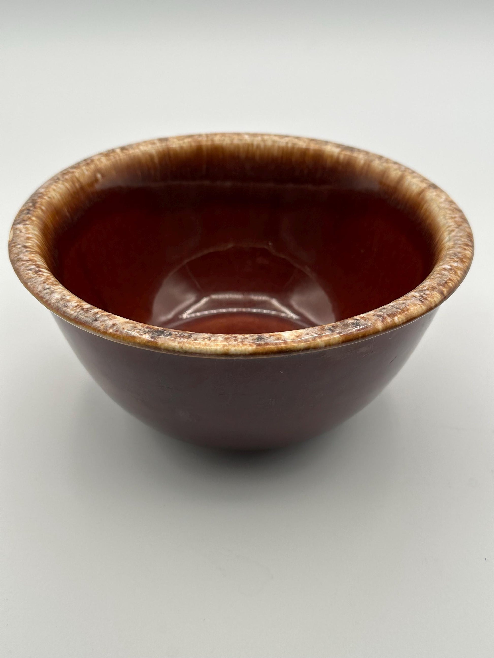 Hull Pottery Brown Drip Glaze Nesting Bowls Set of 2 Vintage Stoneware Kitchen Mixing