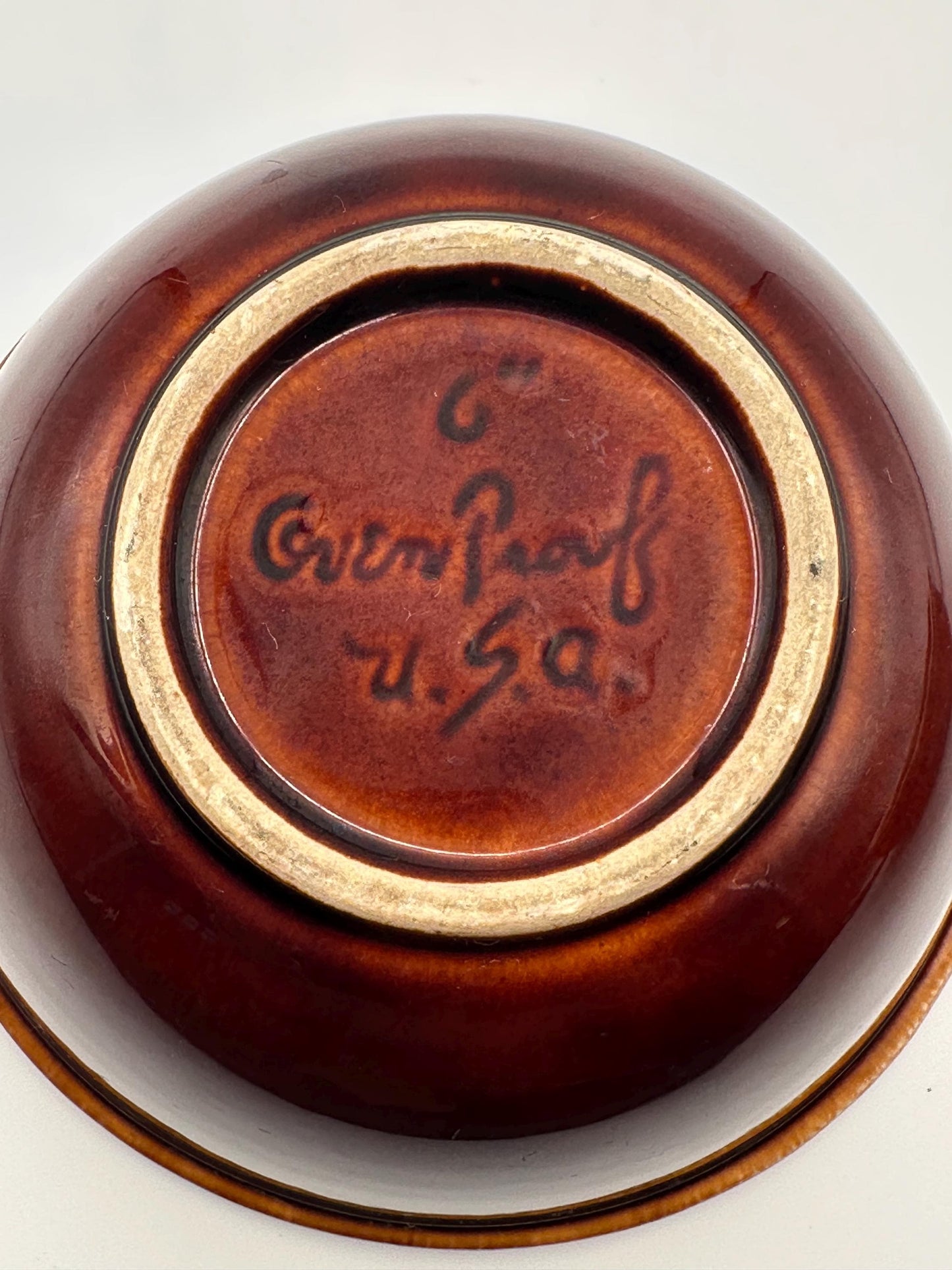 Hull Pottery Brown Drip Glaze Nesting Bowls Set of 2 Vintage Stoneware Kitchen Mixing