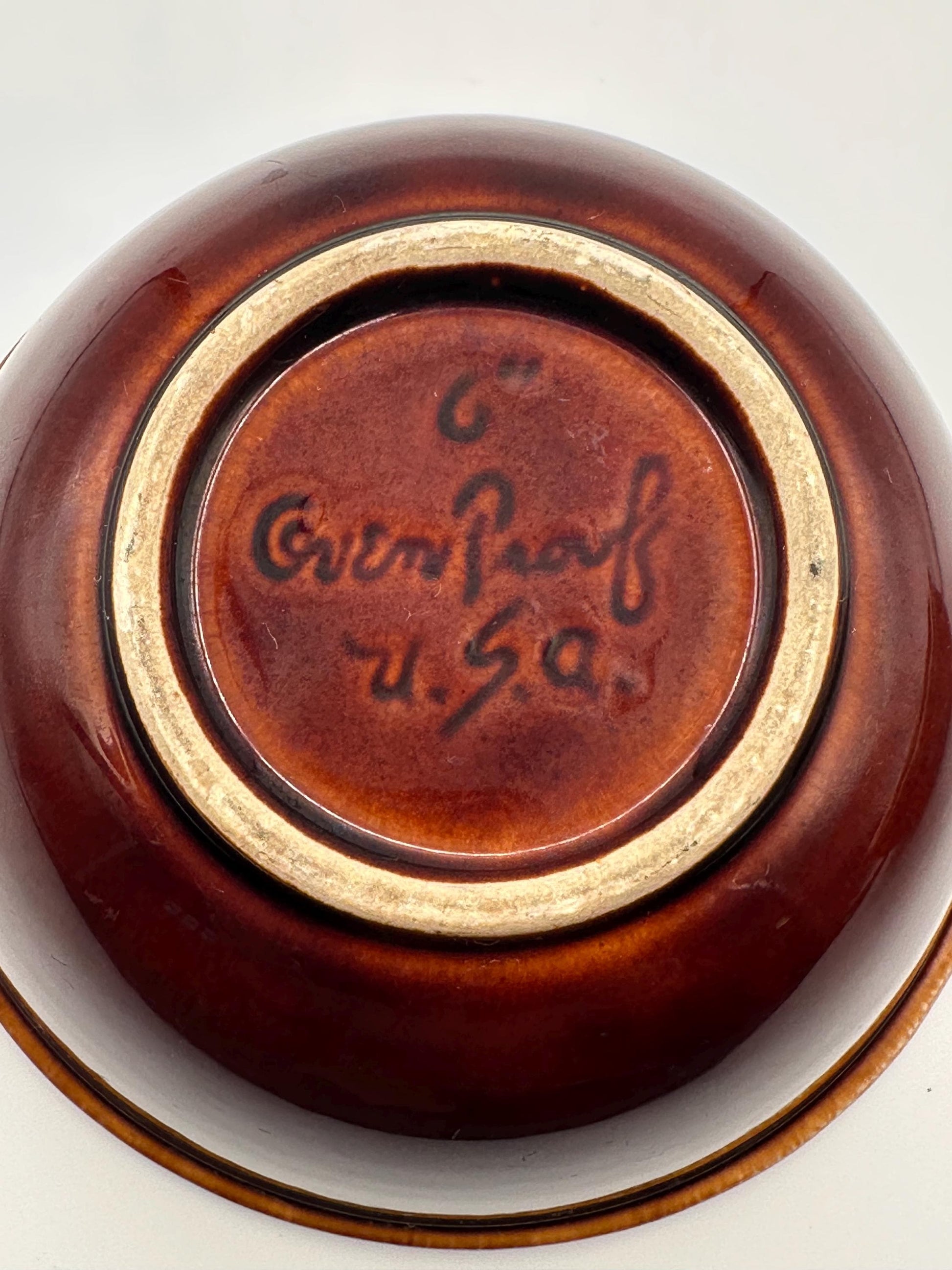 Hull Pottery Brown Drip Glaze Nesting Bowls Set of 2 Vintage Stoneware Kitchen Mixing