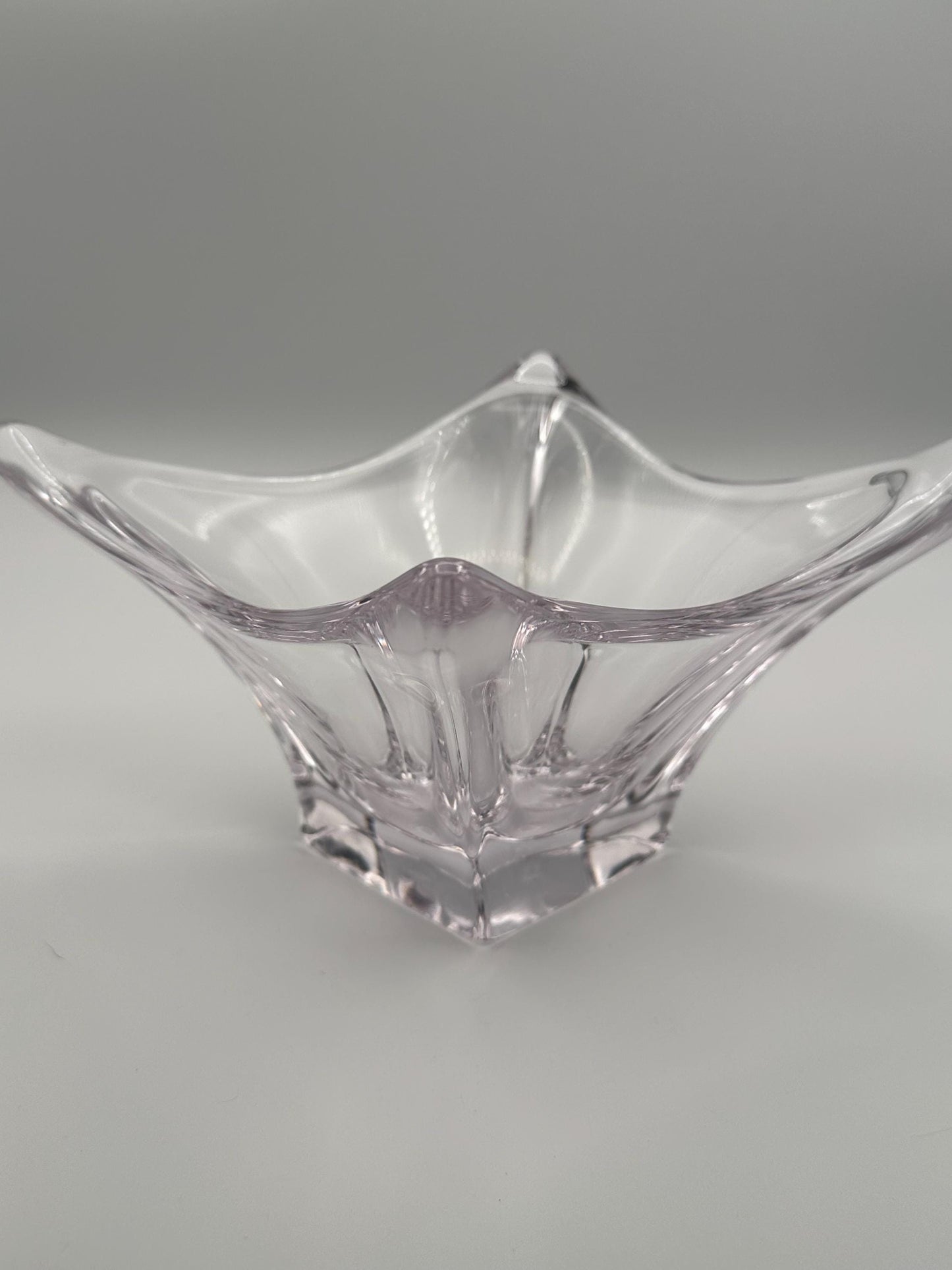 Vintage MCM Cofrac Art Verrier Clear Crystal Console Centerpiece Bowl 7 inch Mid Century Modern French Glass