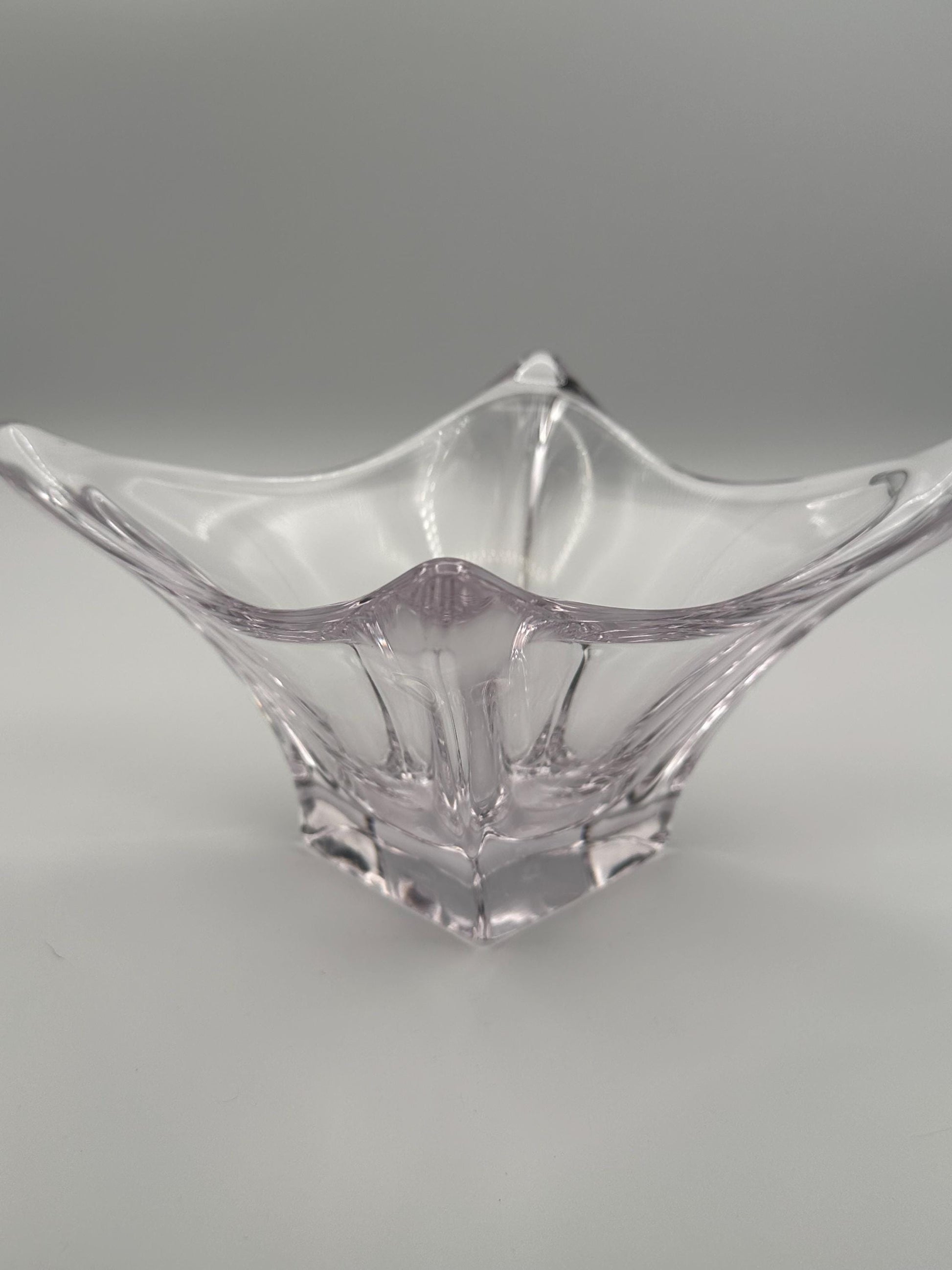 Vintage MCM Cofrac Art Verrier Clear Crystal Console Centerpiece Bowl 7 inch Mid Century Modern French Glass