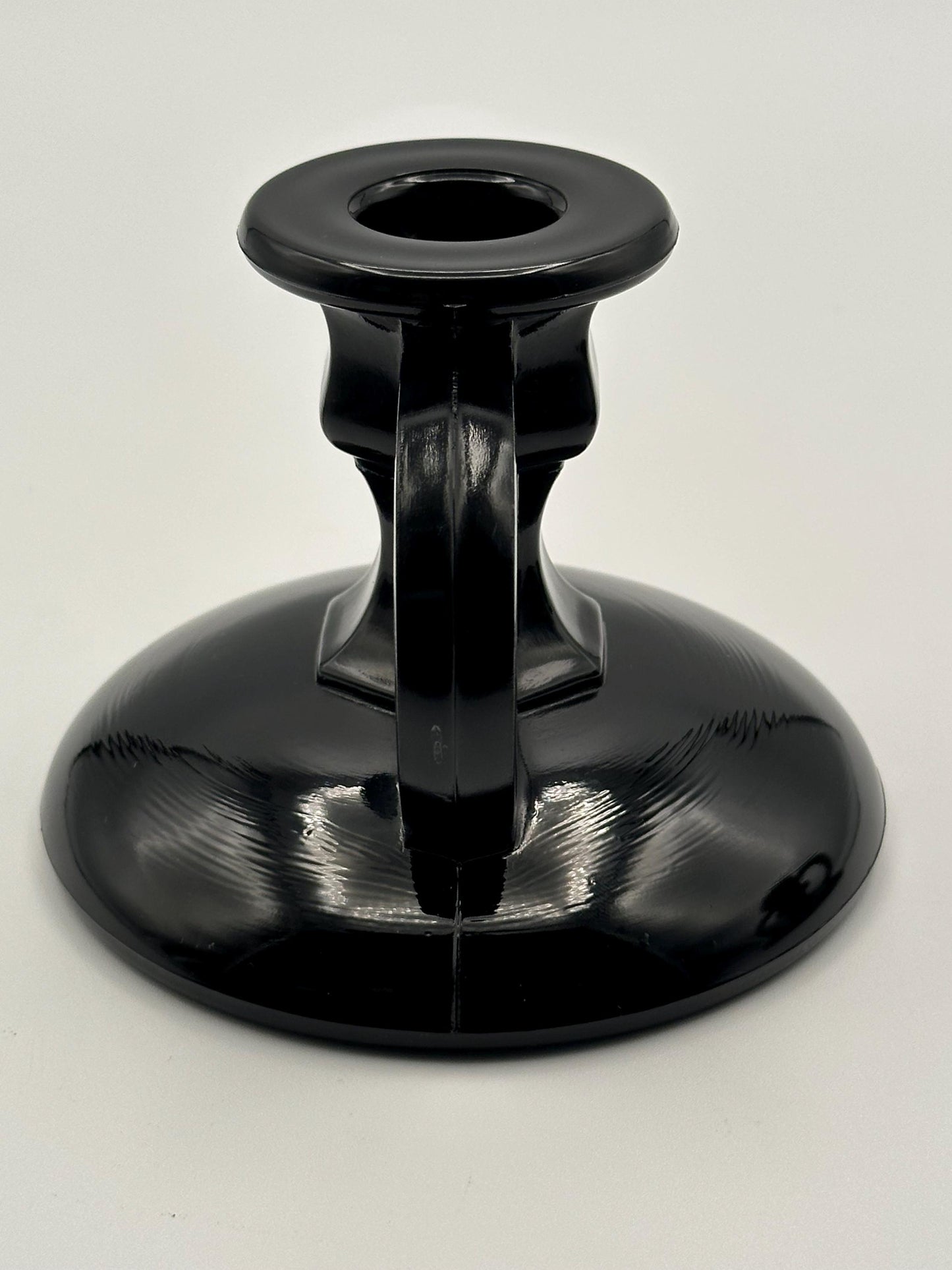 Vintage Black Amethyst Glass Candlestick Holders Set of Two - Gothic Home Decor Candle Stands