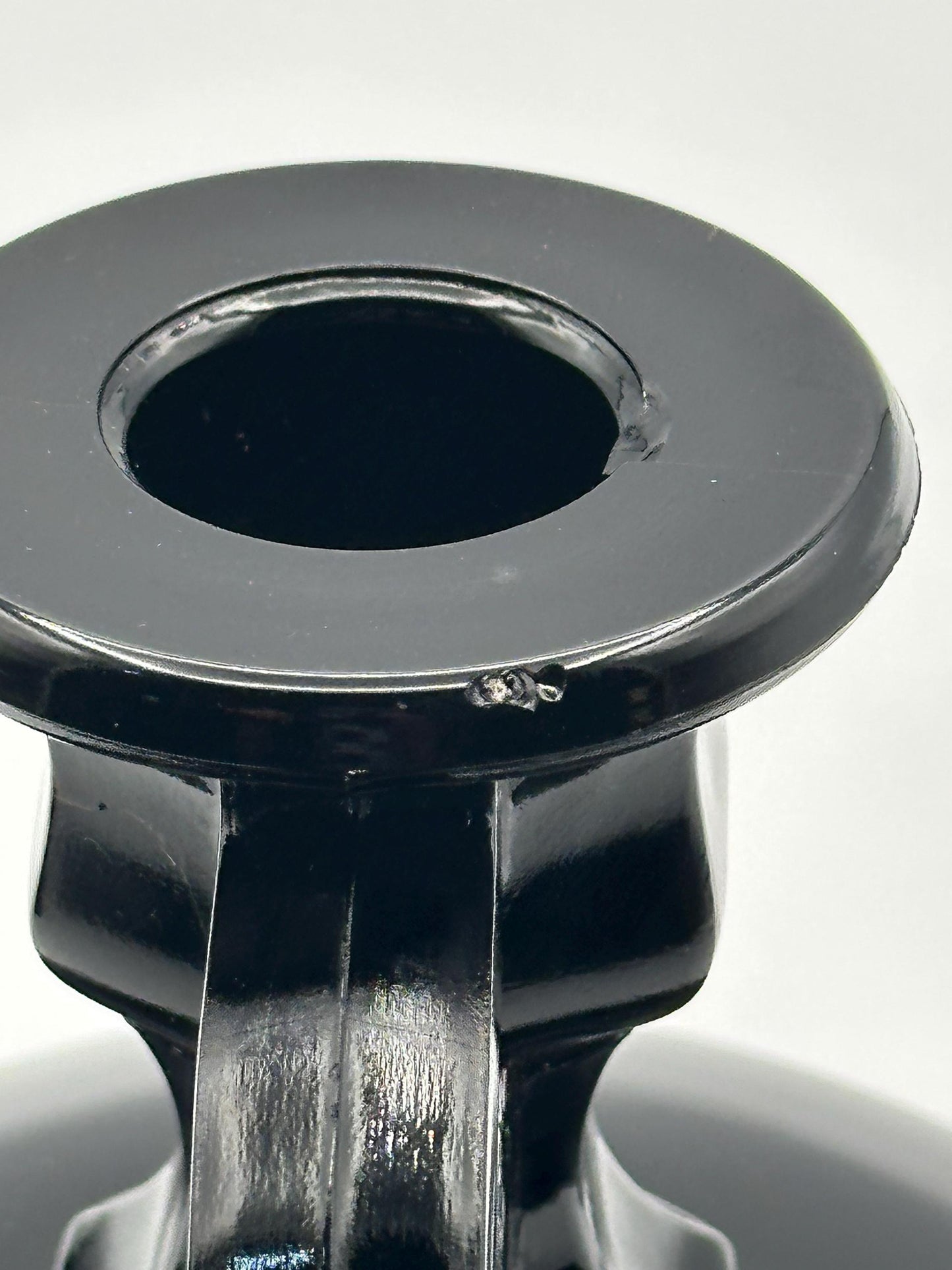 Vintage Black Amethyst Glass Candlestick Holders Set of Two - Gothic Home Decor Candle Stands