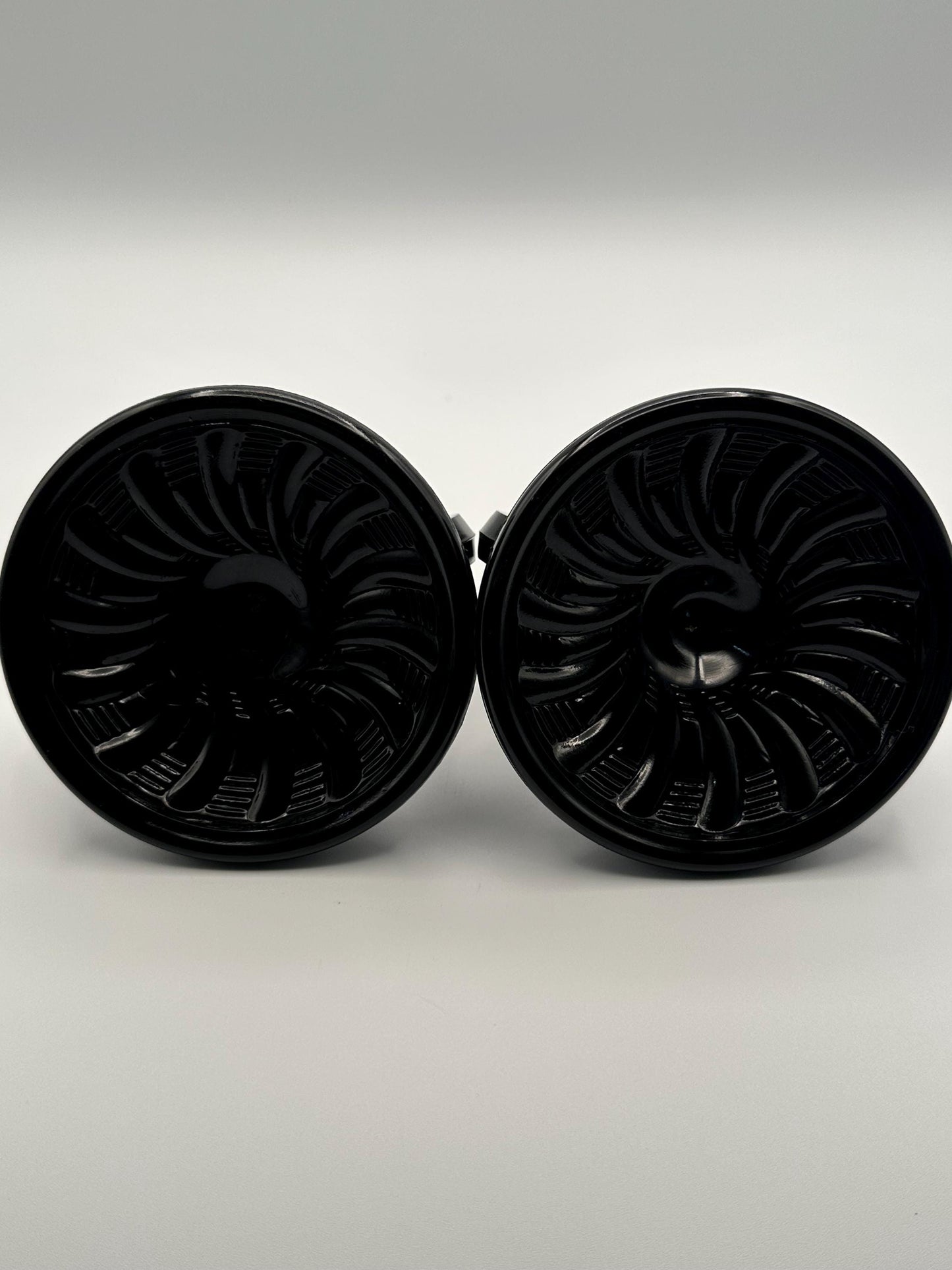 Vintage Black Amethyst Glass Candlestick Holders Set of Two - Gothic Home Decor Candle Stands