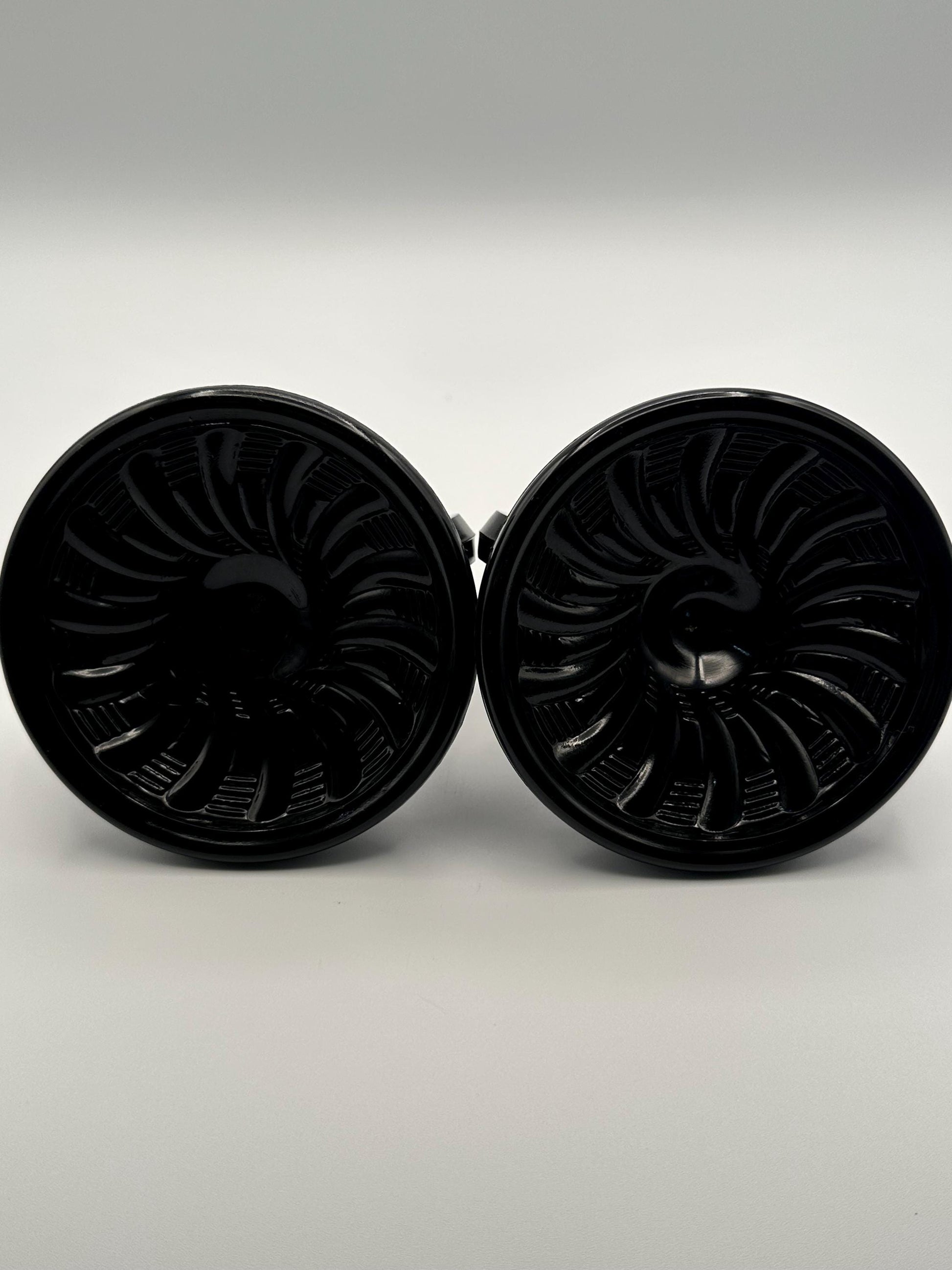 Vintage Black Amethyst Glass Candlestick Holders Set of Two - Gothic Home Decor Candle Stands