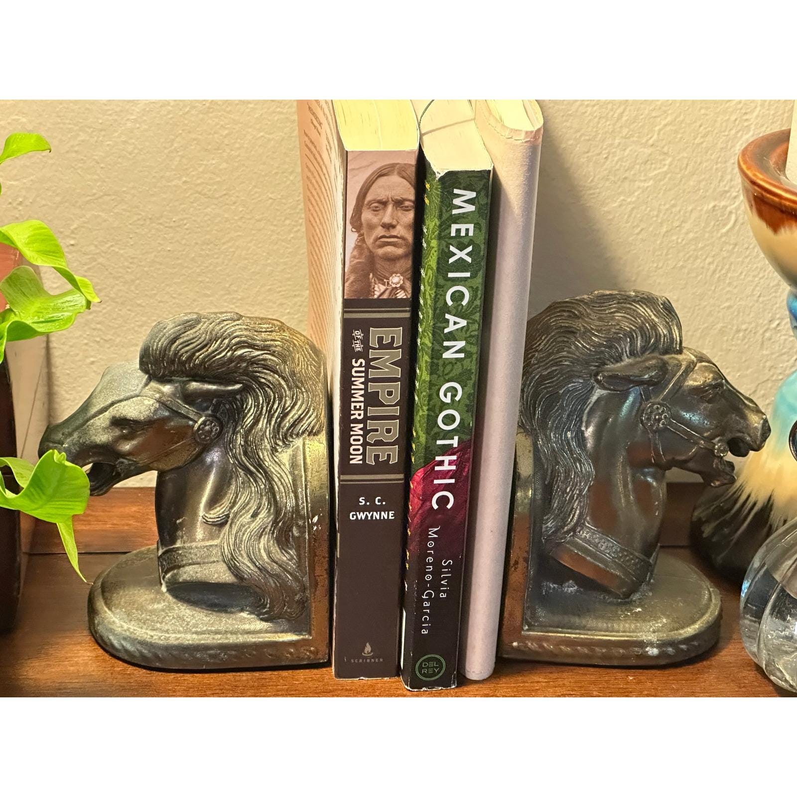 Vintage Mid-Century BMR Cast Bronze Horse Head Bookends Pair Equestrian Decor