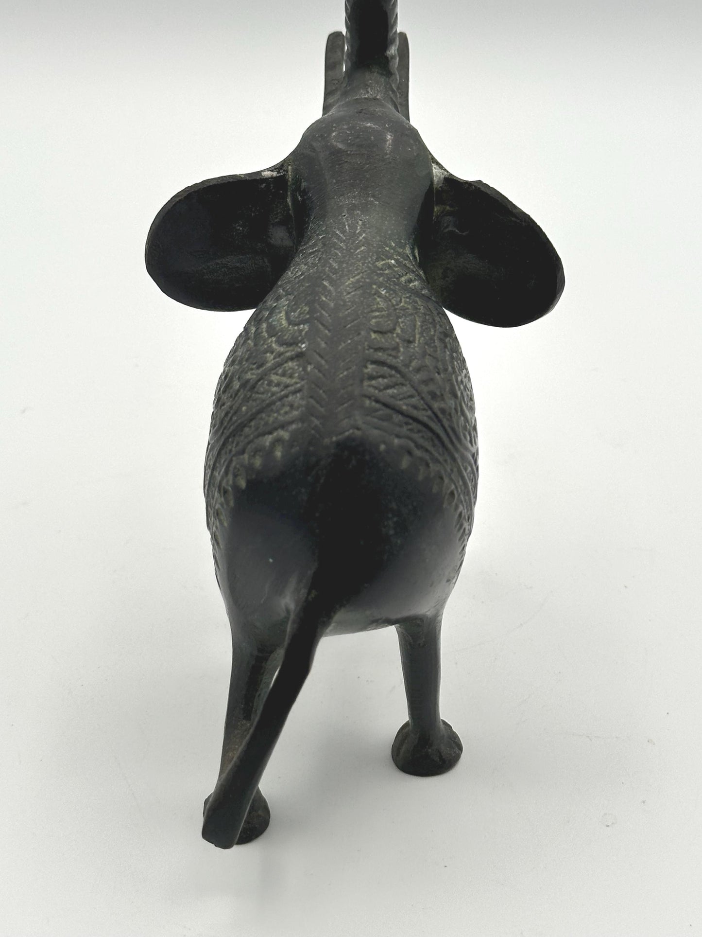 Vintage Brass Elephant Figurine – Handcrafted India Sculpture with Ornate Detailing
