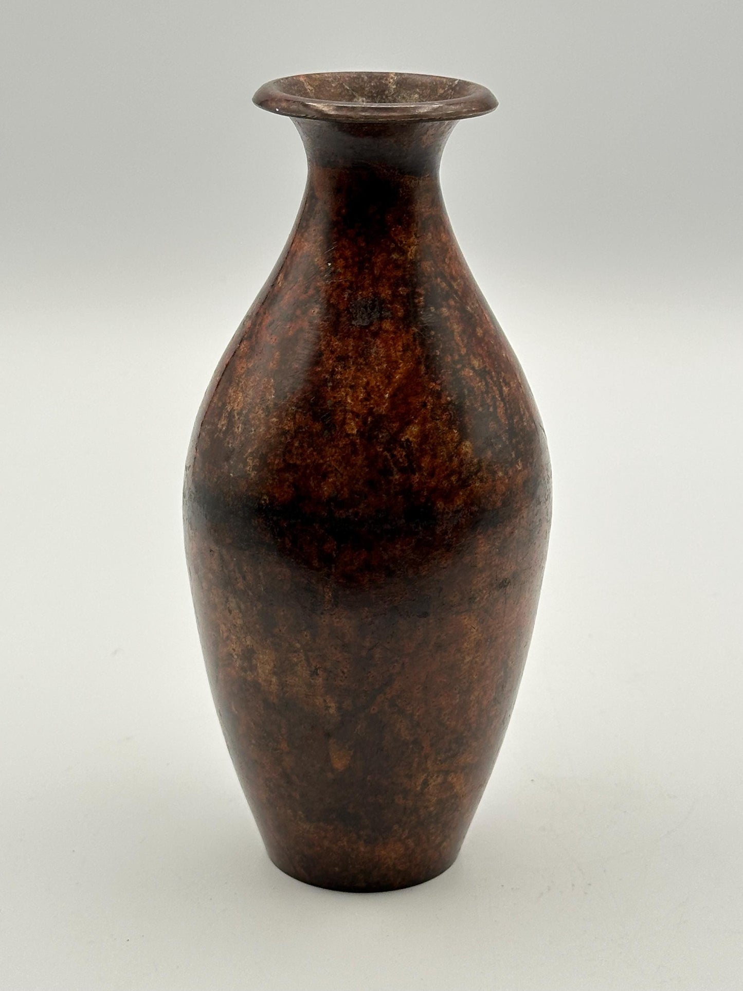 Vintage Solid Brass Vase Made in India - Brown Patina Metal Decor Antique Bohemian Home Accent
