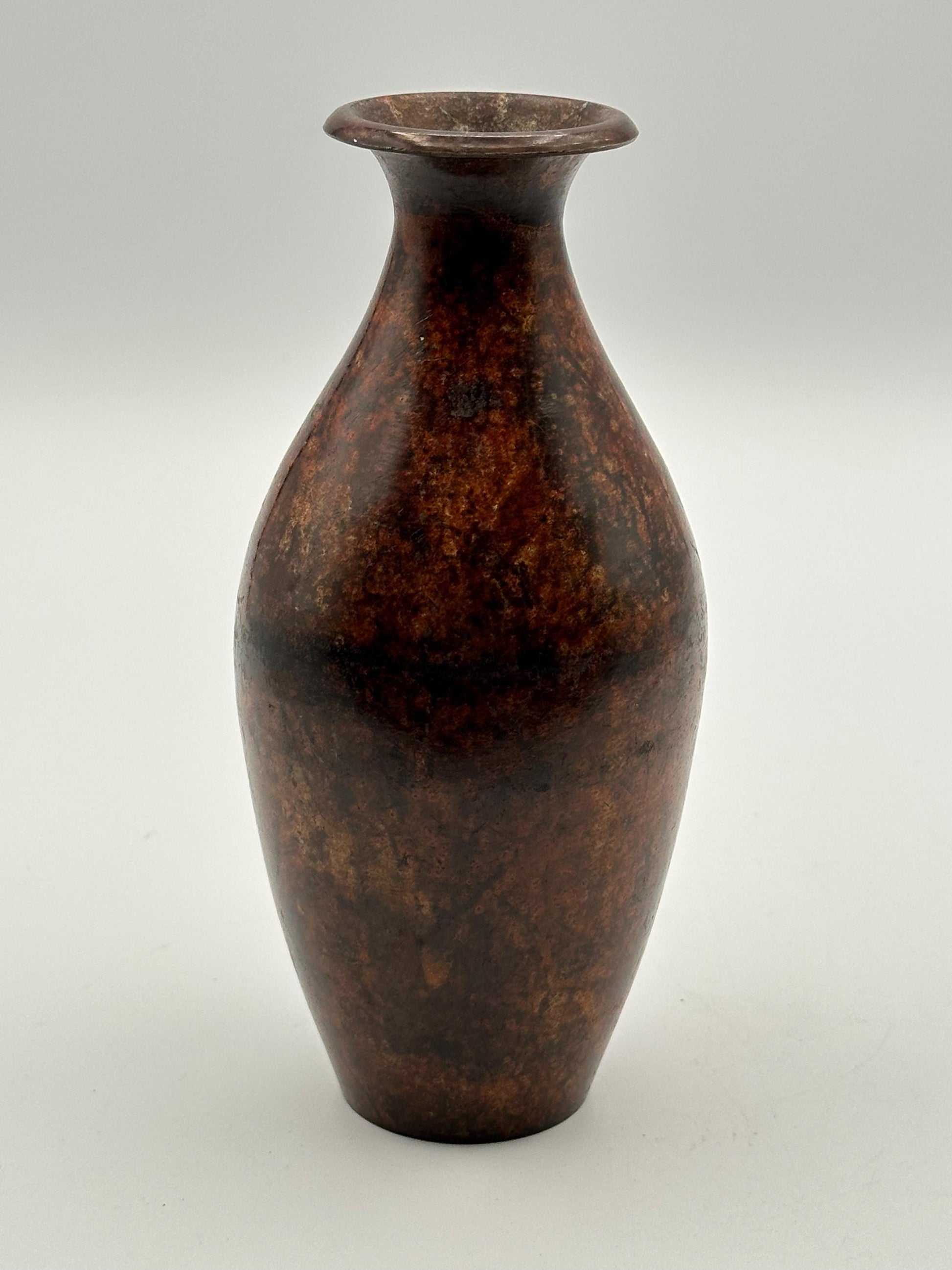 Vintage Solid Brass Vase Made in India - Brown Patina Metal Decor Antique Bohemian Home Accent