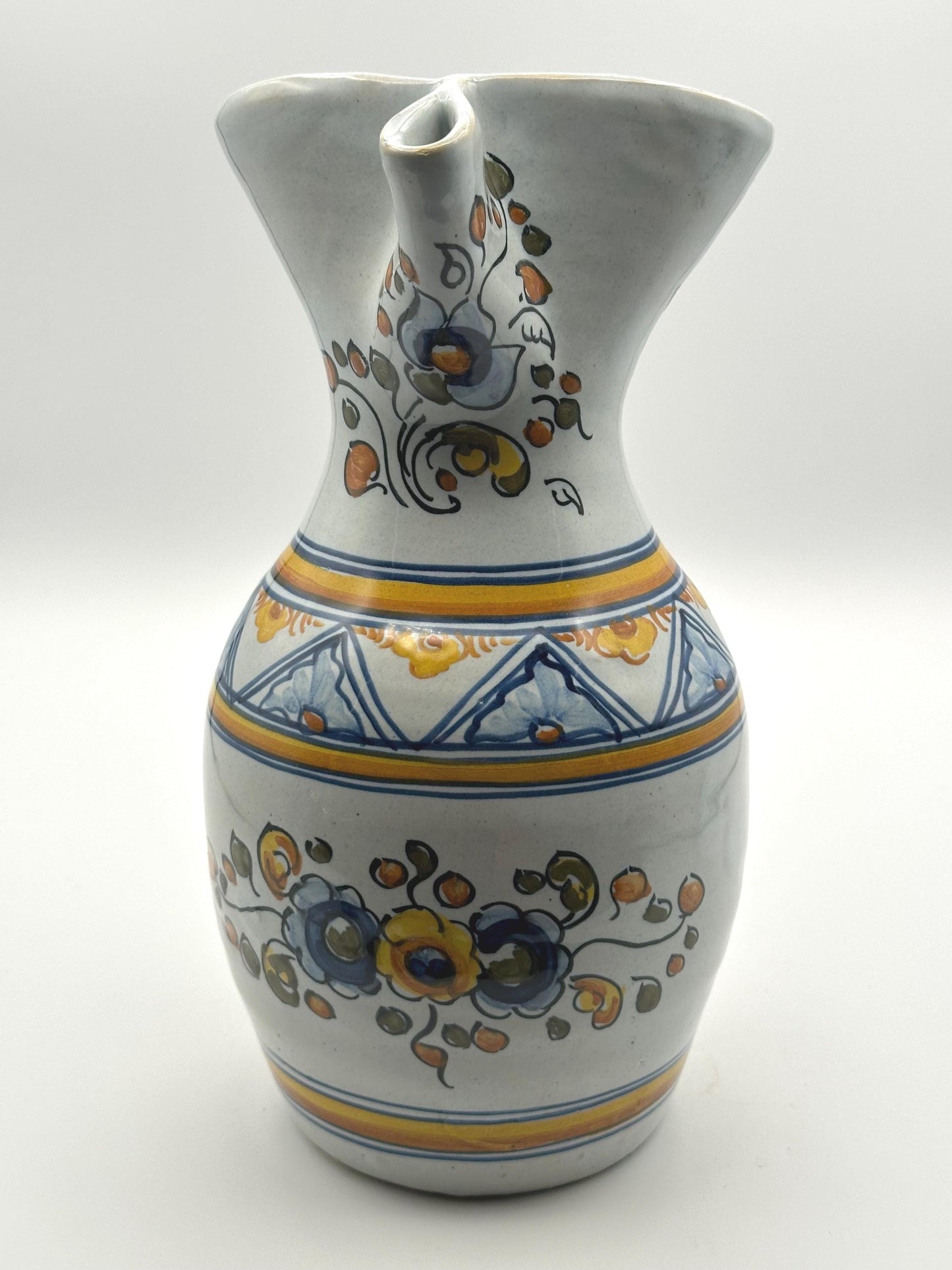 Vintage Mexican Talavera Pottery Pitcher Hand-Painted Ceramic Water Folk Art Collectible